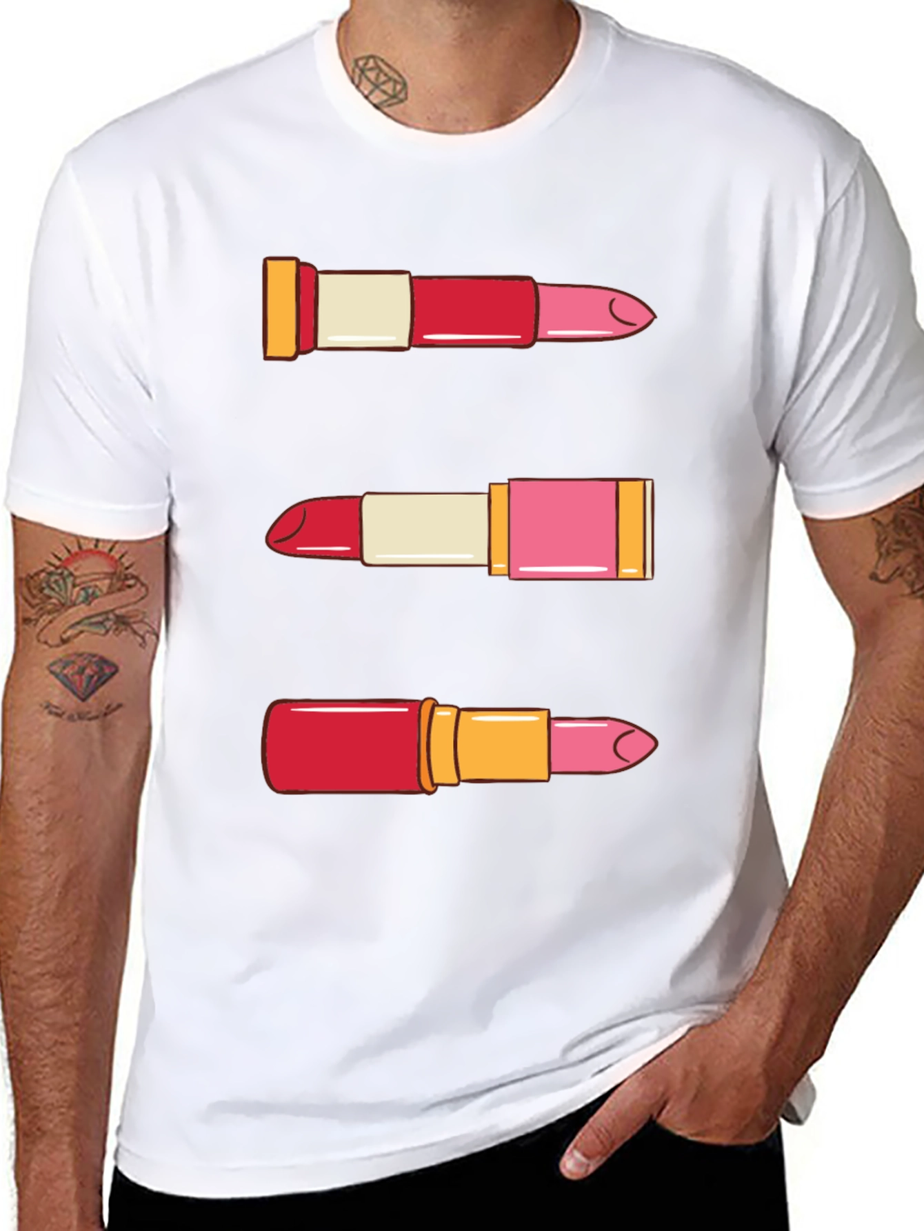 Lipstick Pattern T-Shirt - Beauty Fashion Tee