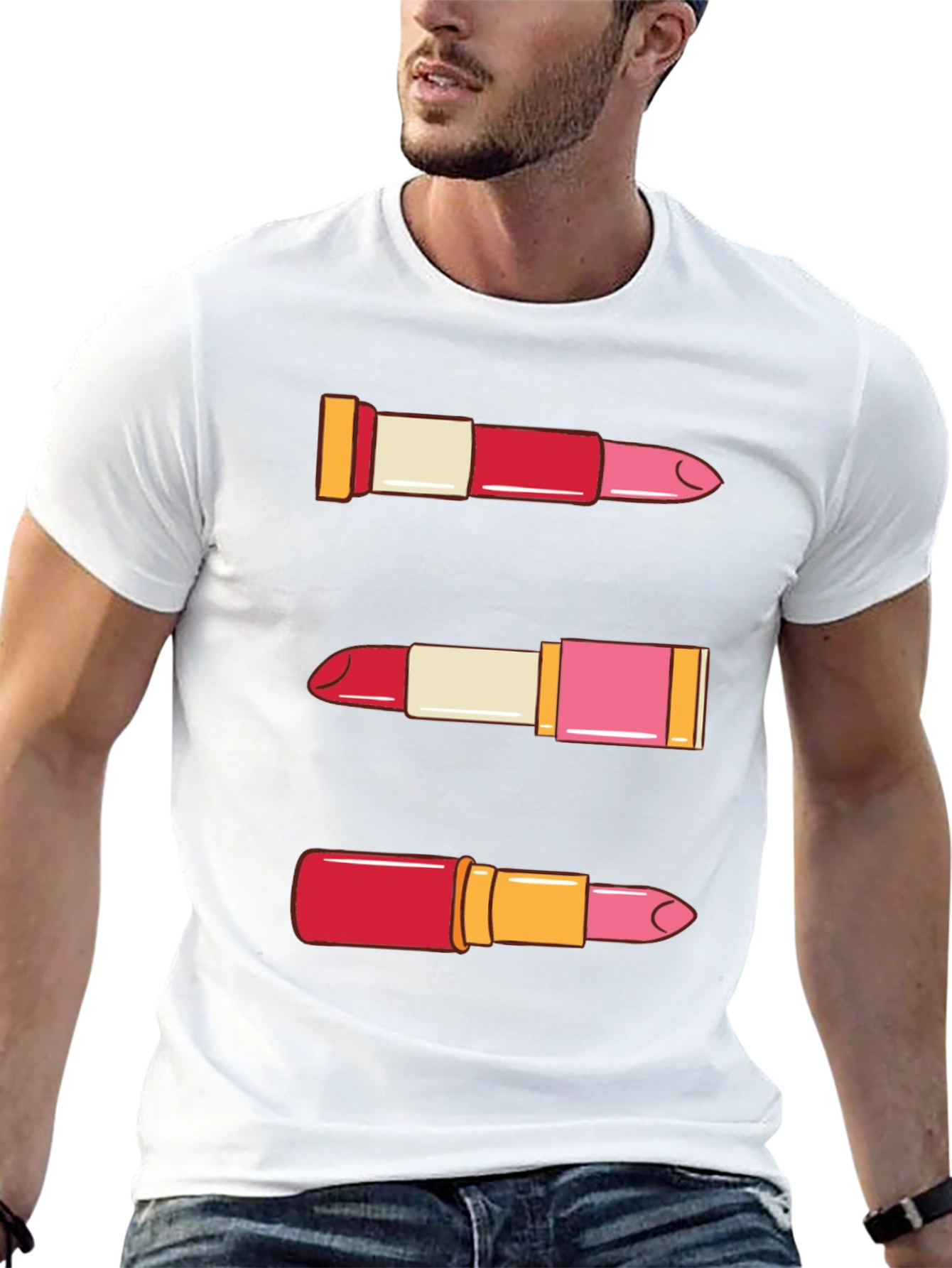 Lipstick Pattern T-Shirt - Beauty Fashion Tee