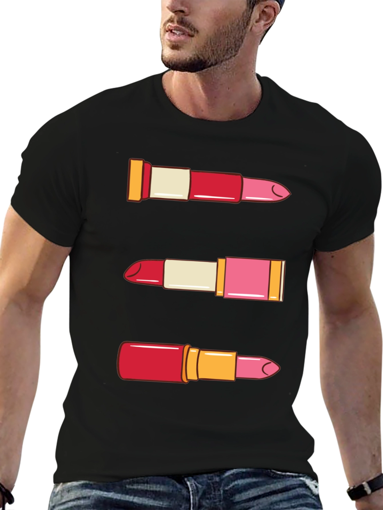Lipstick Pattern T-Shirt - Beauty Fashion Tee
