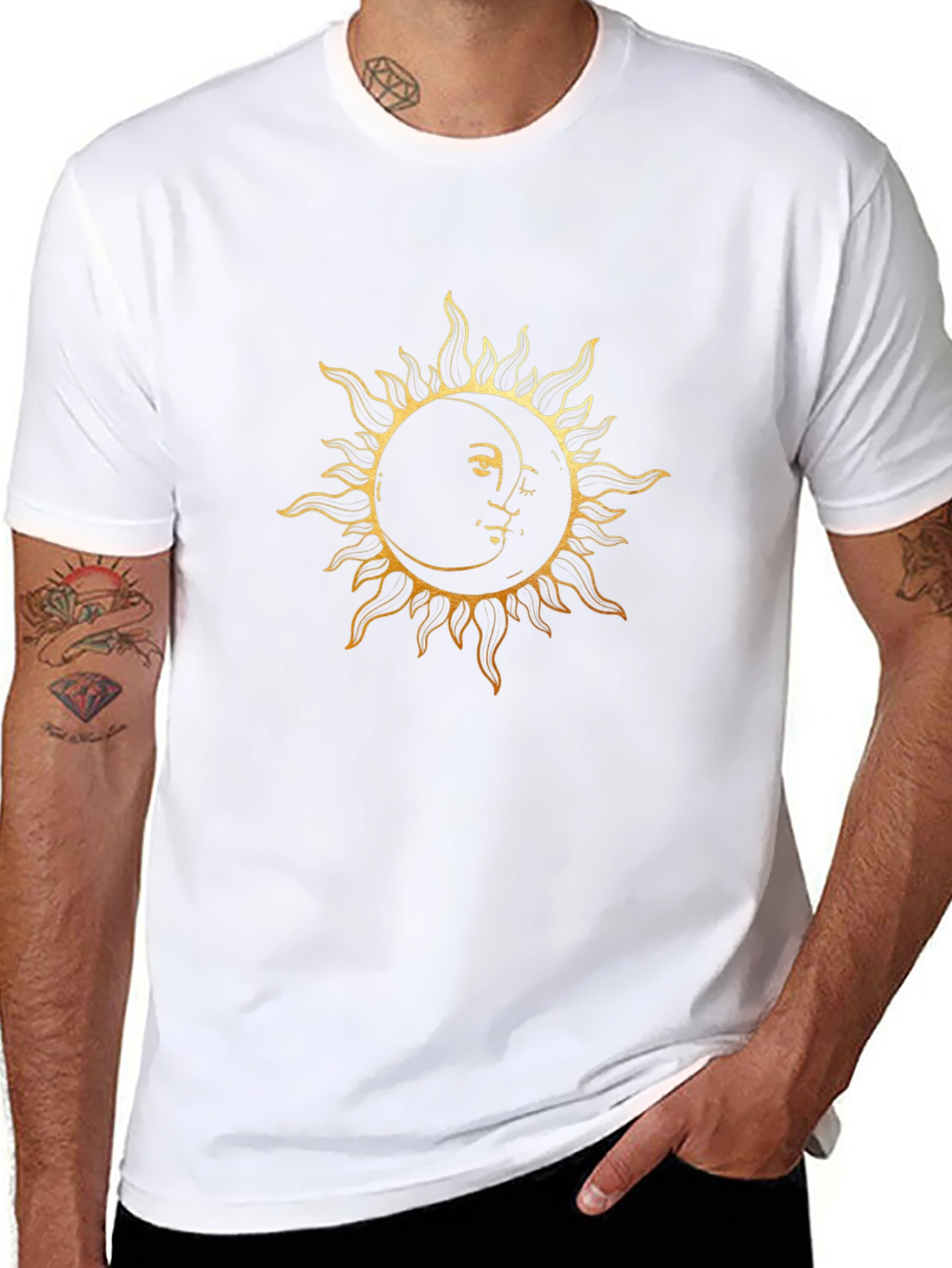 Sun & Moon Graphic Tee - Black Cotton Blend