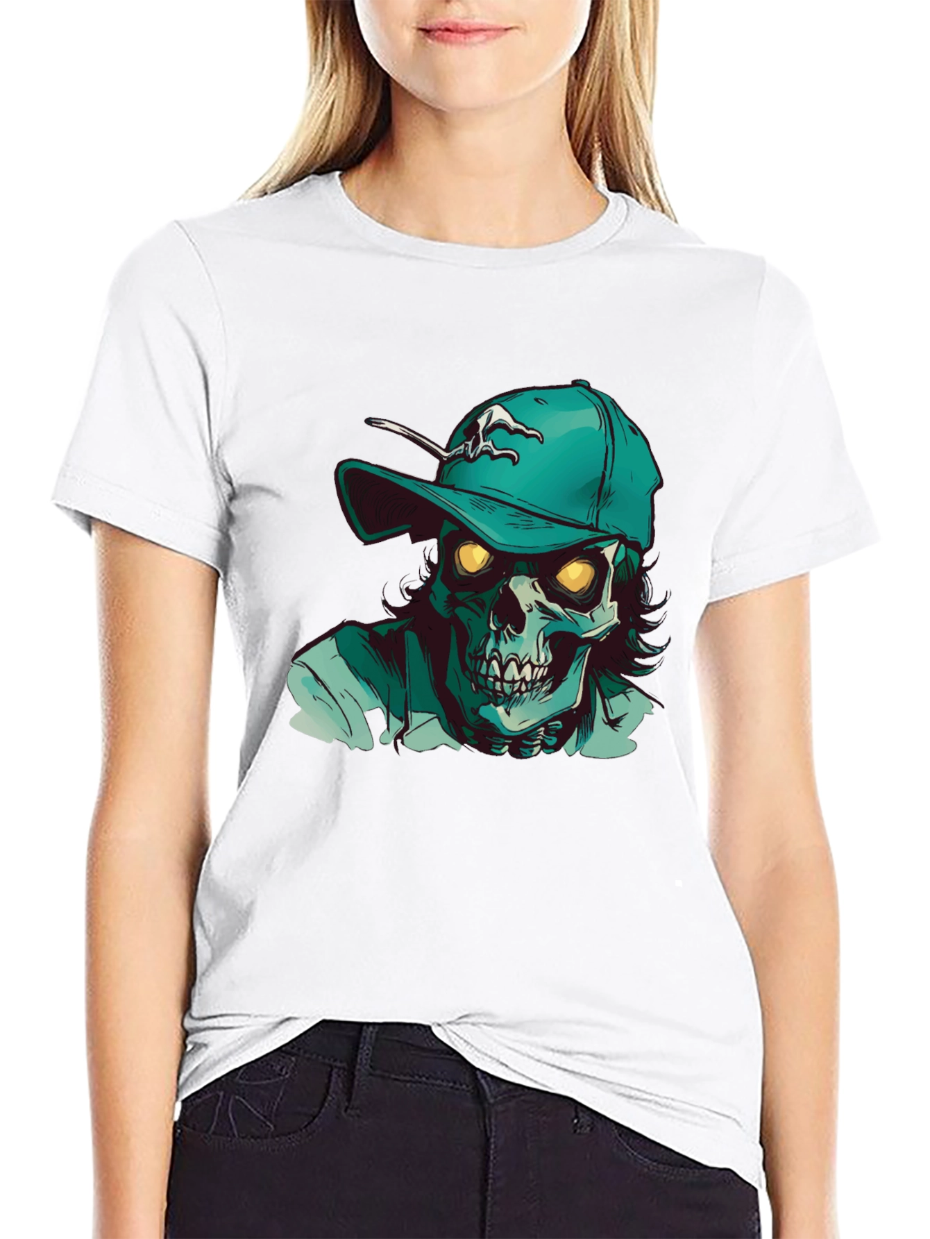 Zombie Baseball Cap Graphic T-Shirt