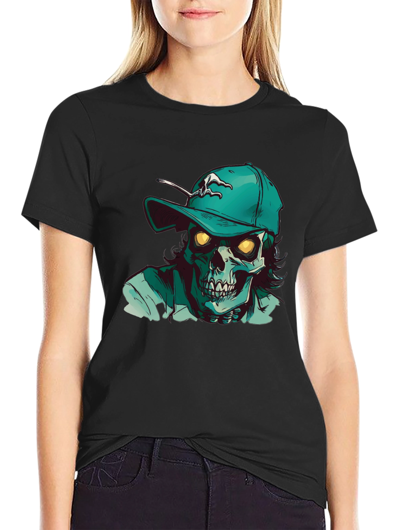 Zombie Baseball Cap Graphic T-Shirt