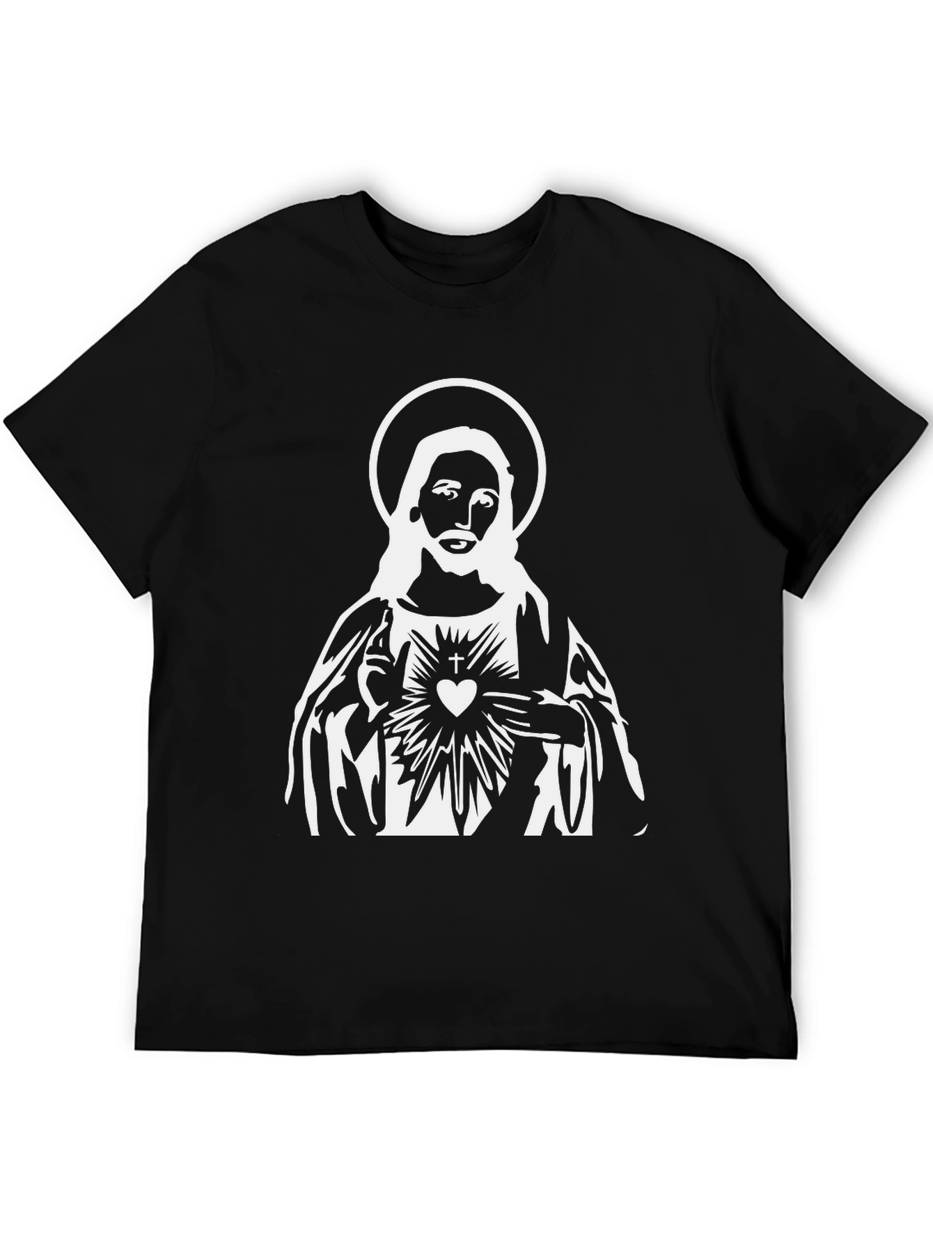 Jesus Sacred Heart Graphic Black T-Shirt