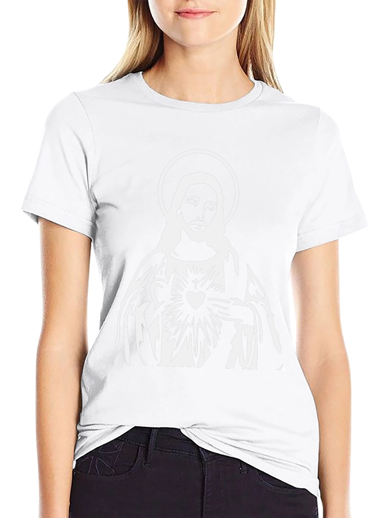 Jesus Sacred Heart Graphic Black T-Shirt