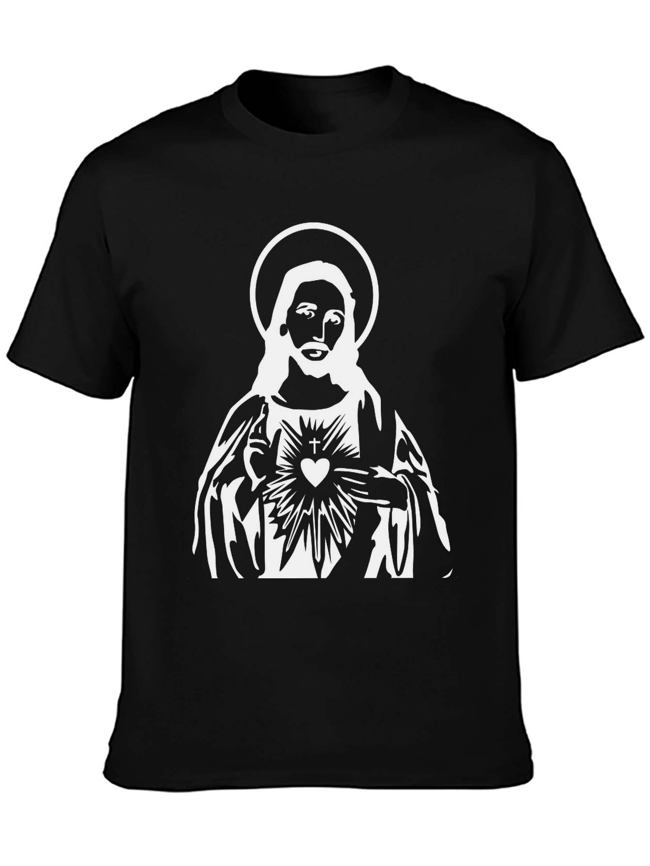 Jesus Sacred Heart Graphic Black T-Shirt