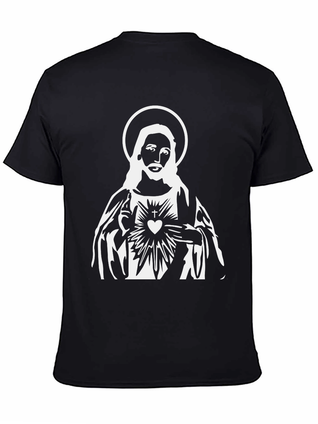 Jesus Sacred Heart Graphic Black T-Shirt