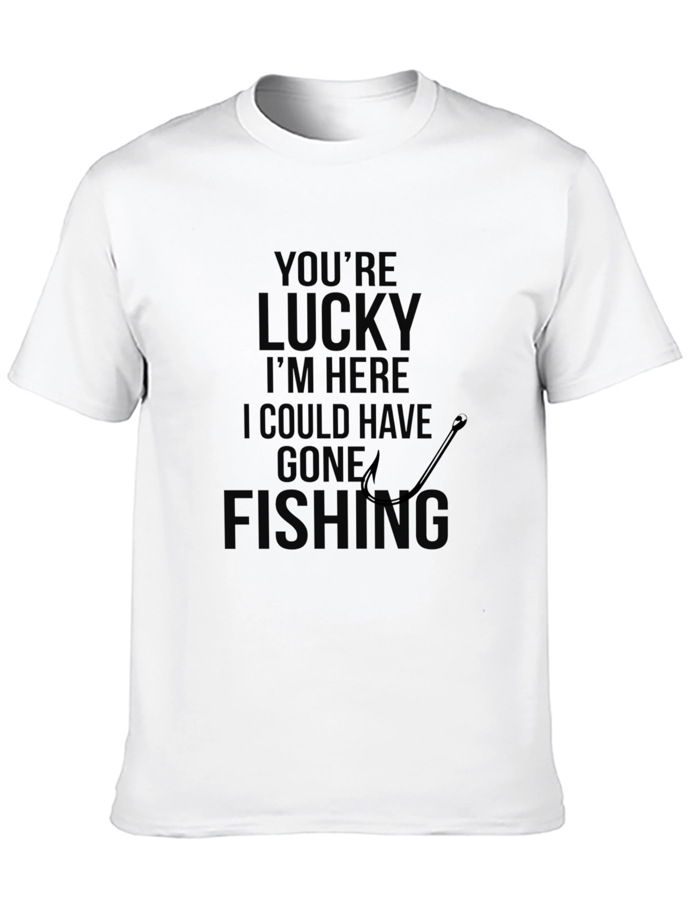 Mens Black Lucky Fishing Graphic Tee