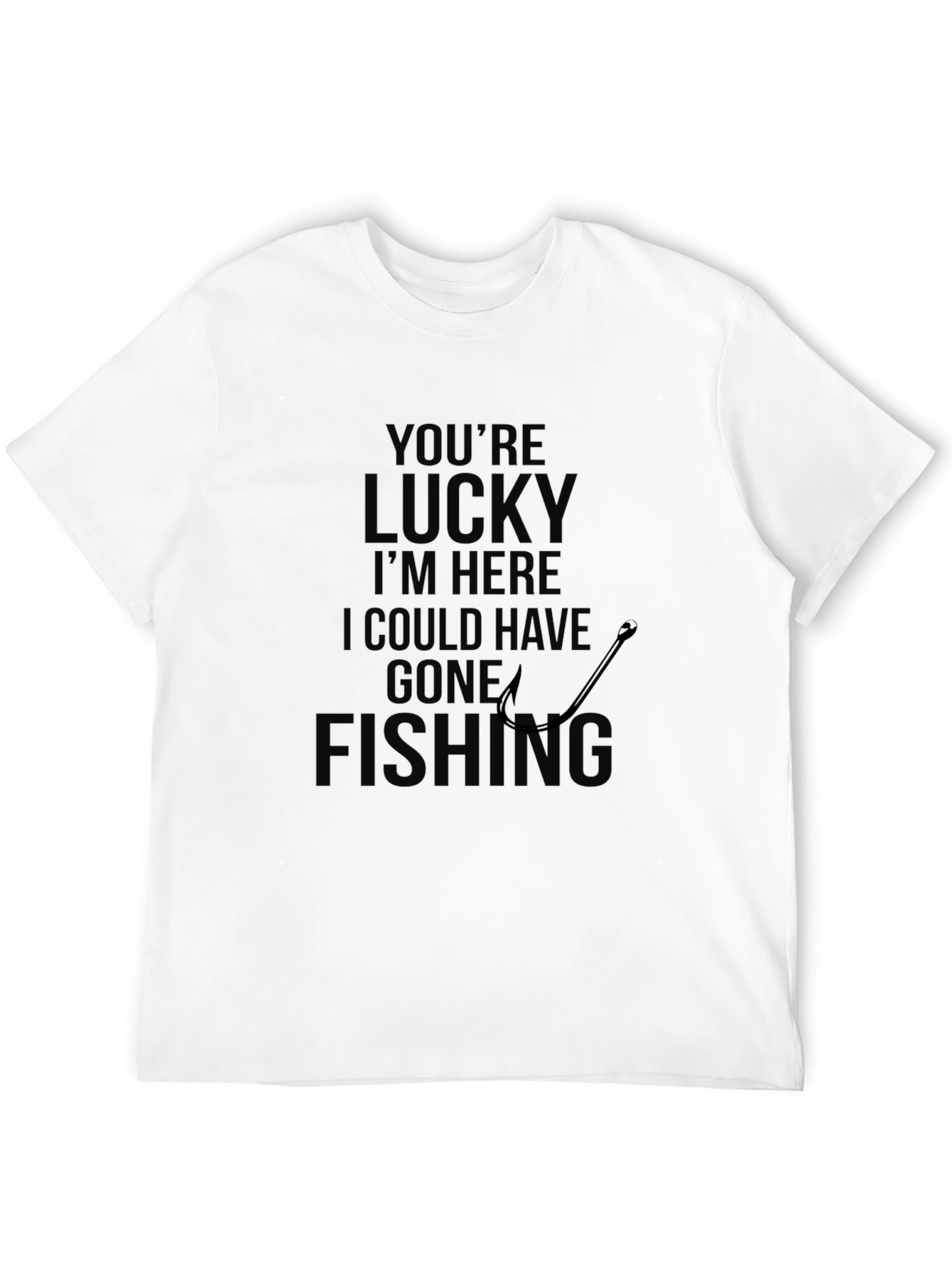 Mens Black Lucky Fishing Graphic Tee
