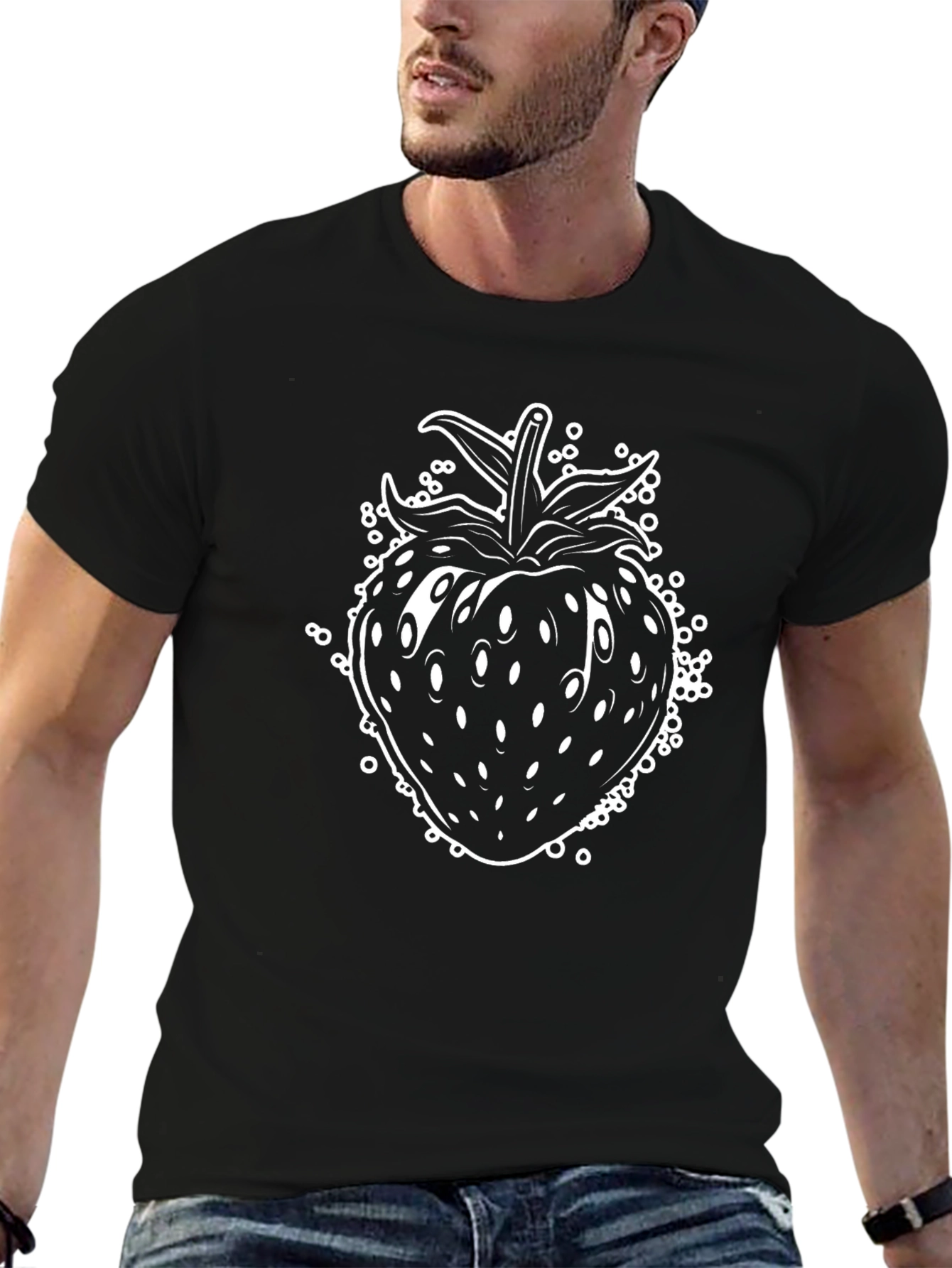 Strawberry Graphic Tee - Black Casual Shirt