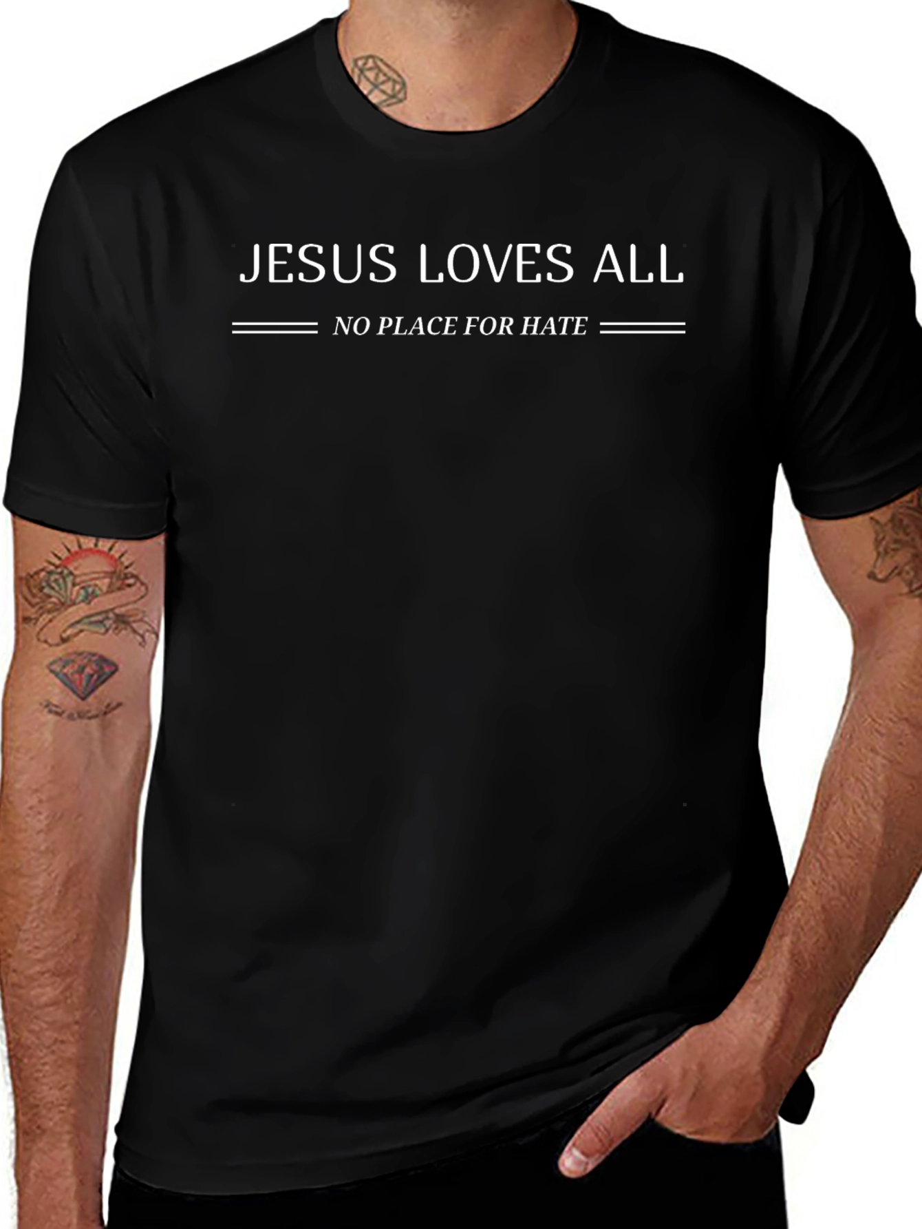 Jesus Loves All Black Graphic Tee