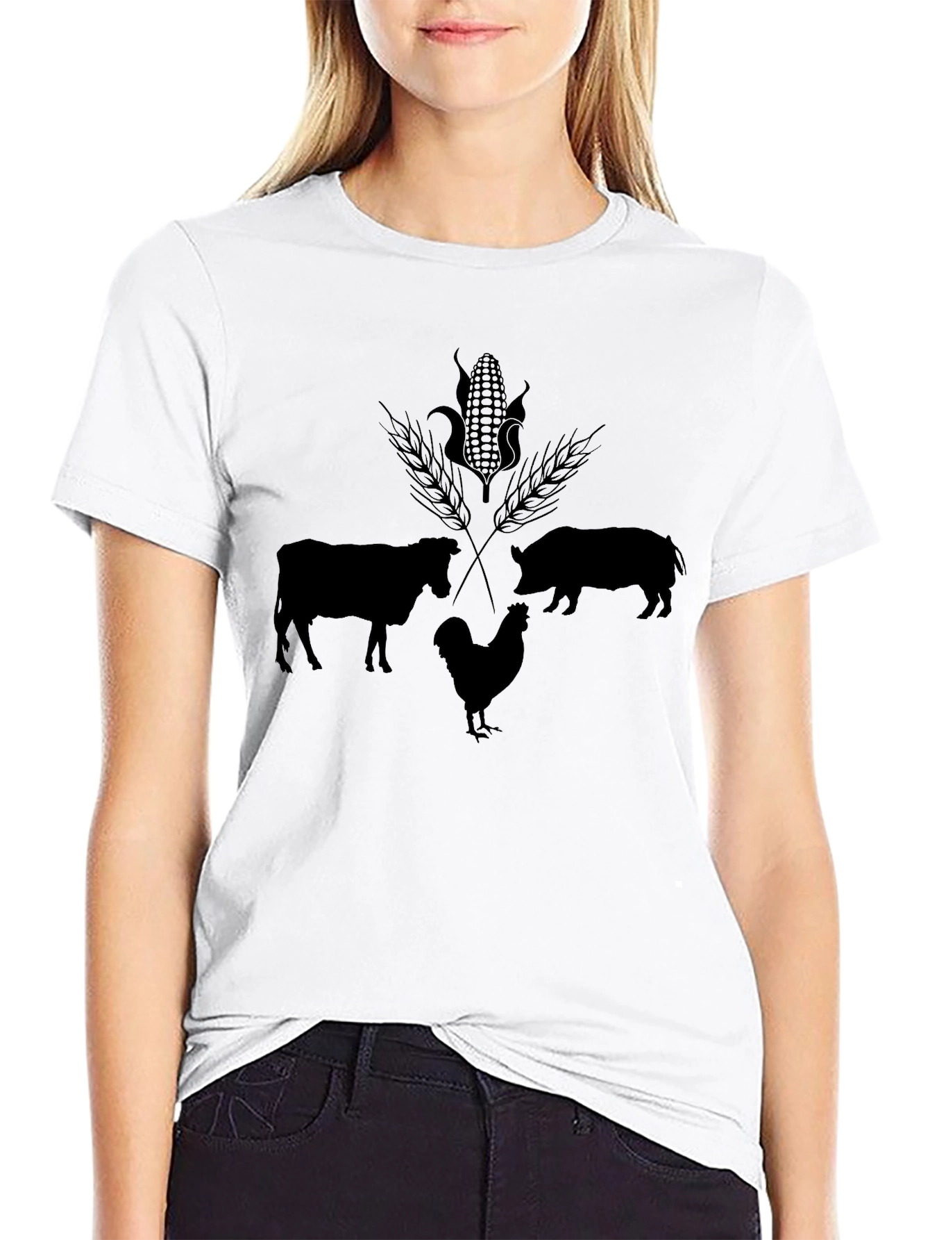Farm Animal Graphic Black T-Shirt