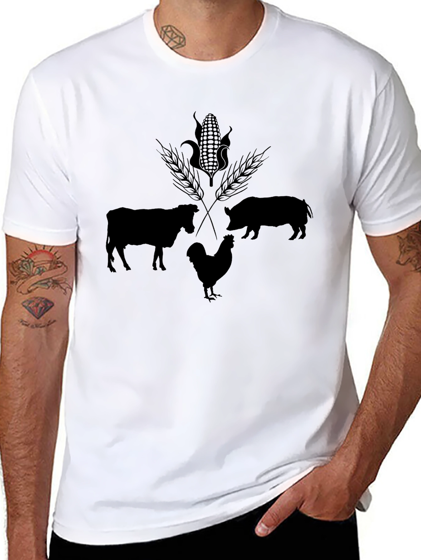 Farm Animal Graphic Black T-Shirt