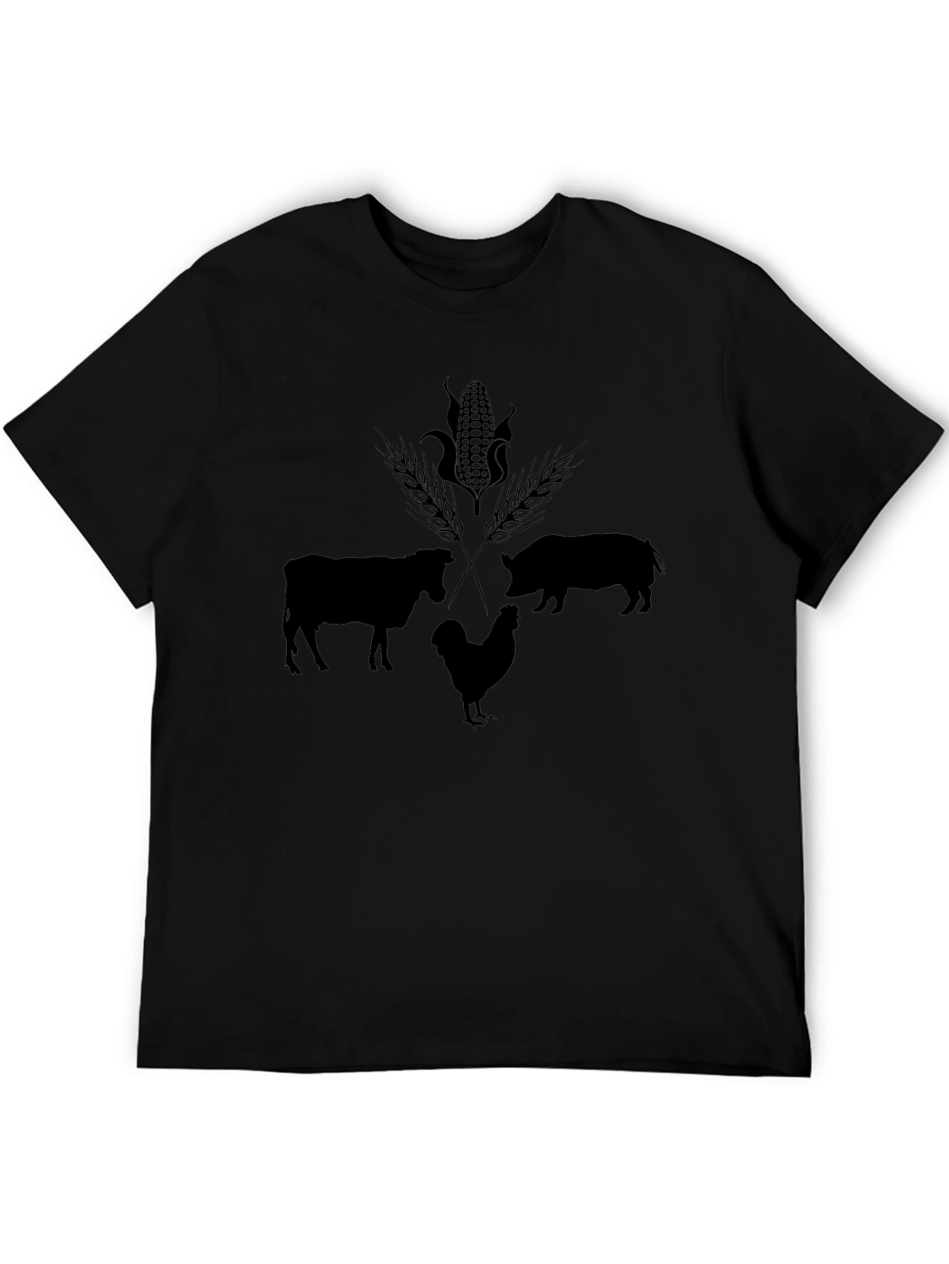 Farm Animal Graphic Black T-Shirt