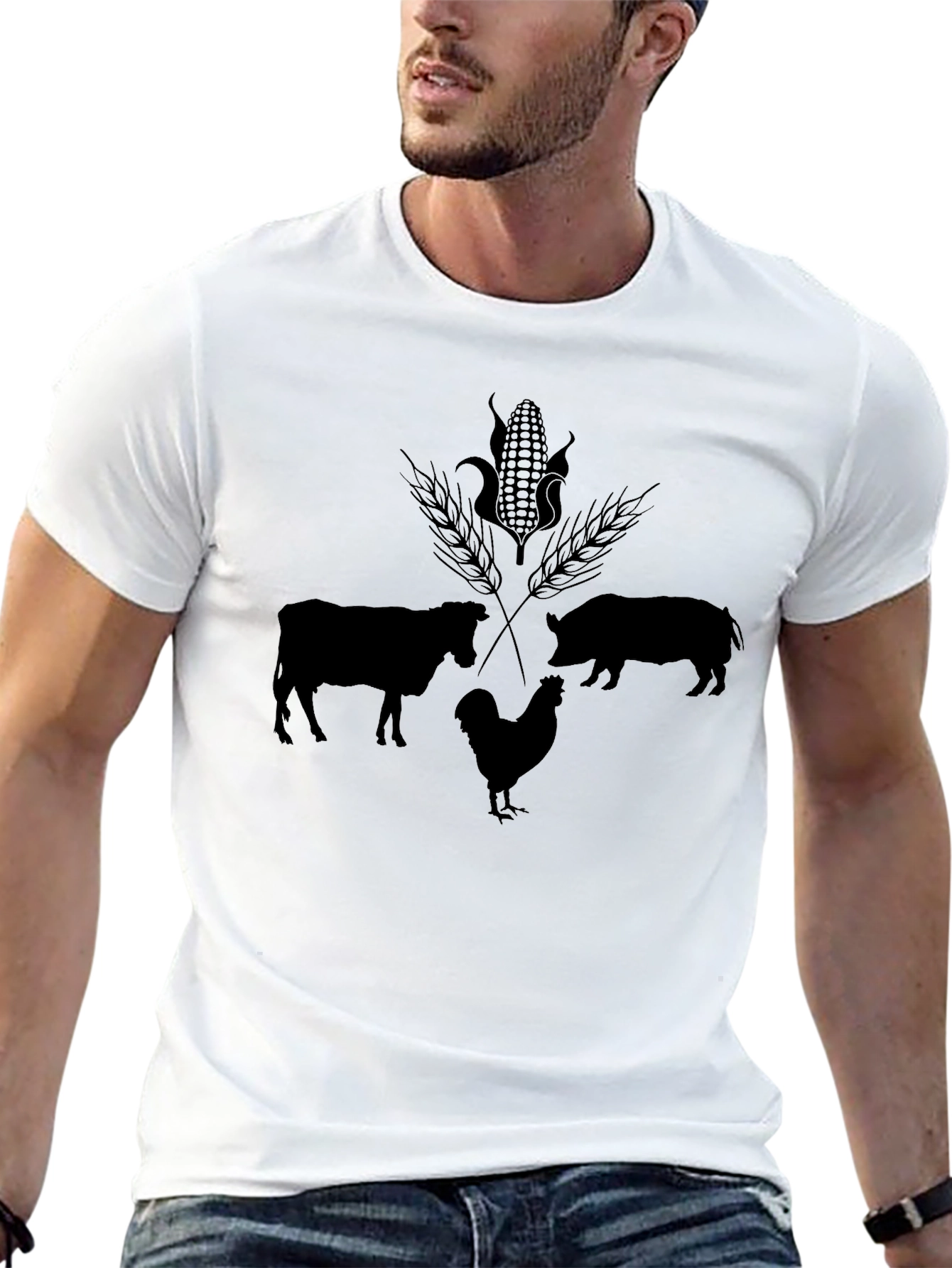 Farm Animal Graphic Black T-Shirt