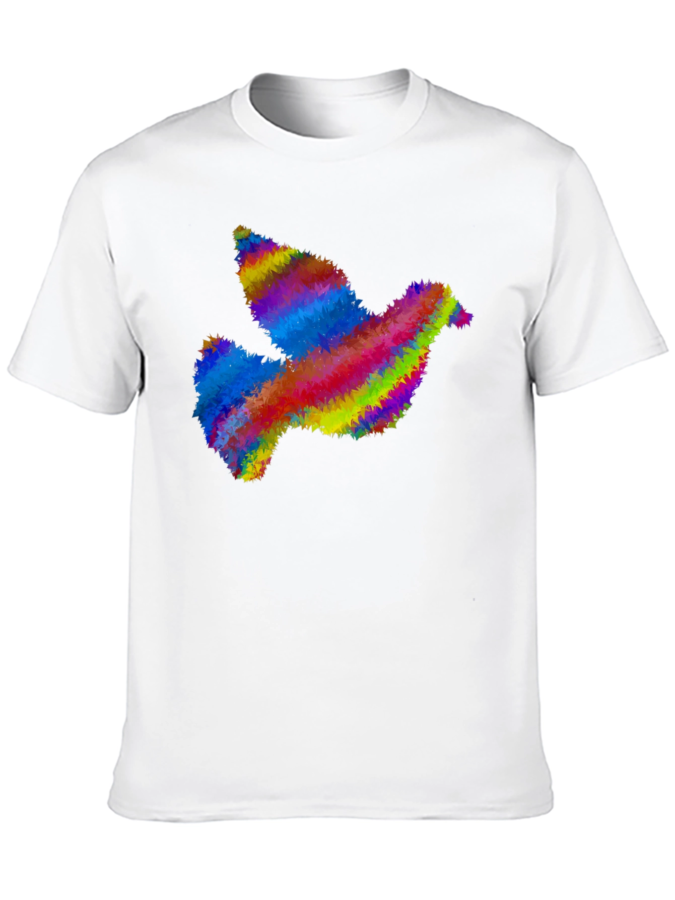 Rainbow Dove Graphic Print Black T-Shirt