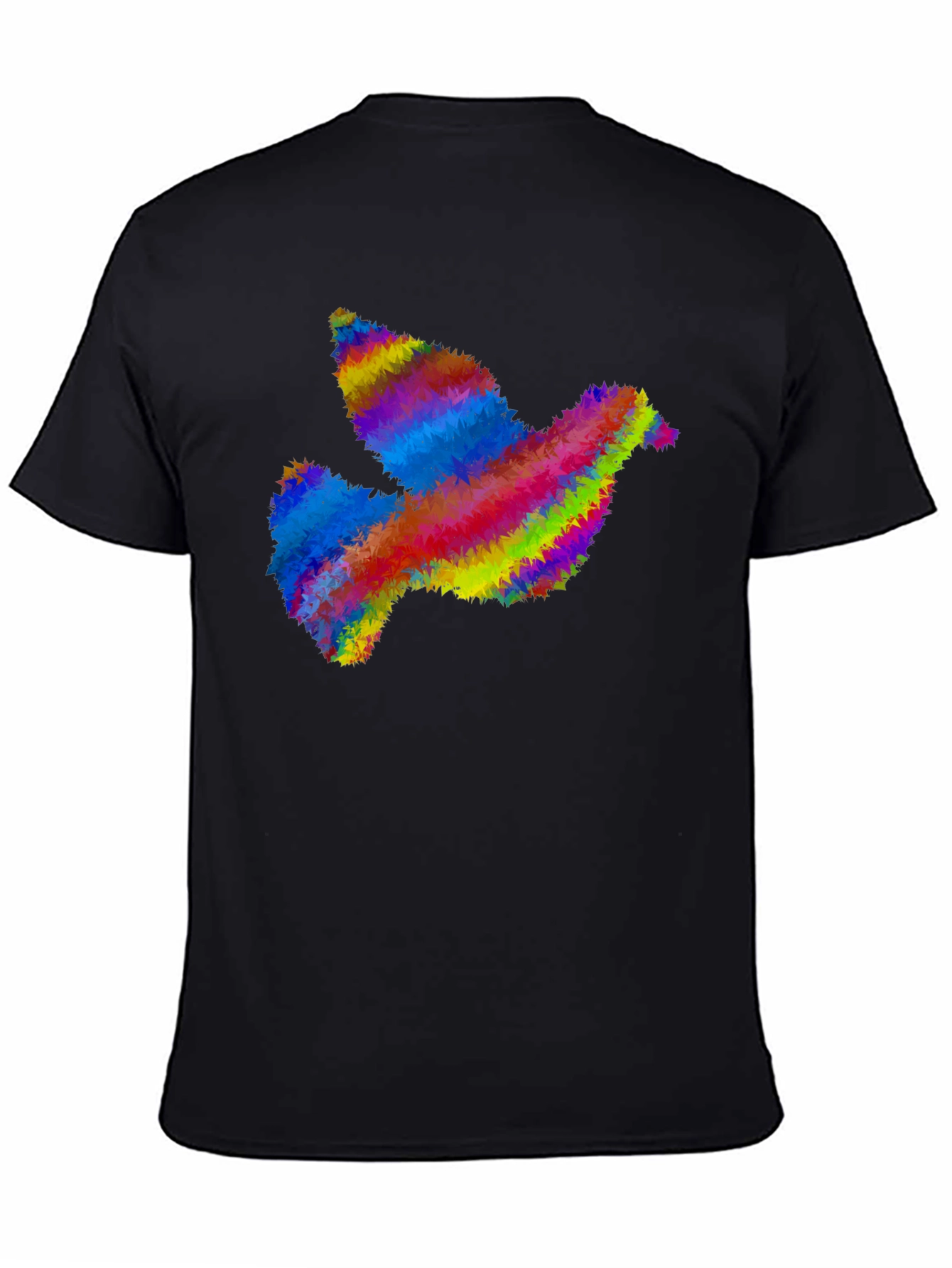 Rainbow Dove Graphic Print Black T-Shirt