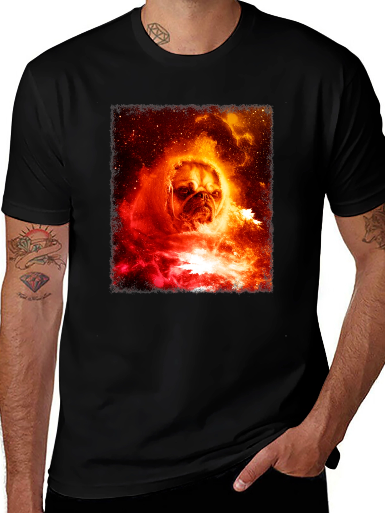 Pug Nebula Graphic Tee - Black