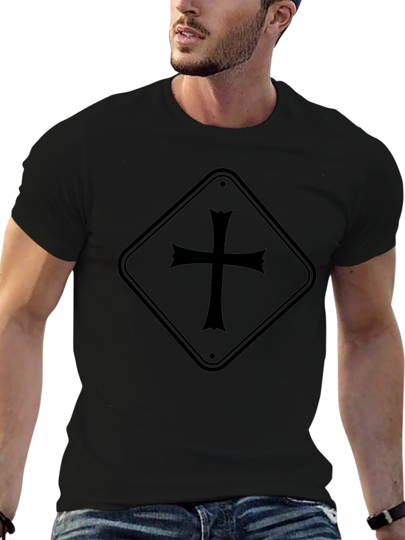 Cross Graphic T-Shirt - Black