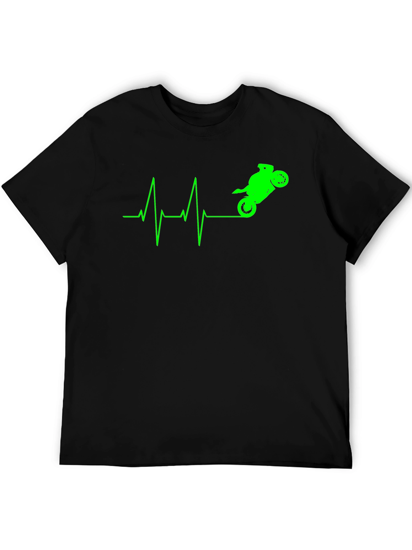Motorcycle Heartbeat Graphic Tee - Black