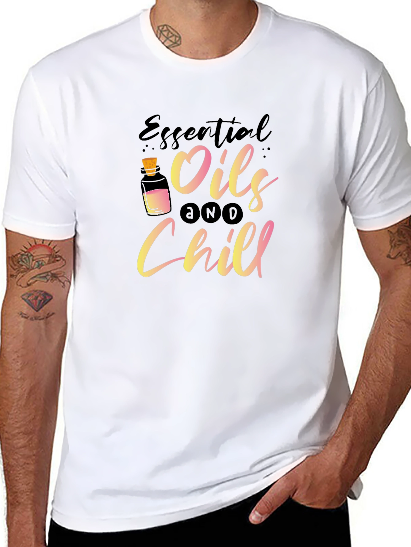 Essential Oils & Chill Black Graphic Tee
