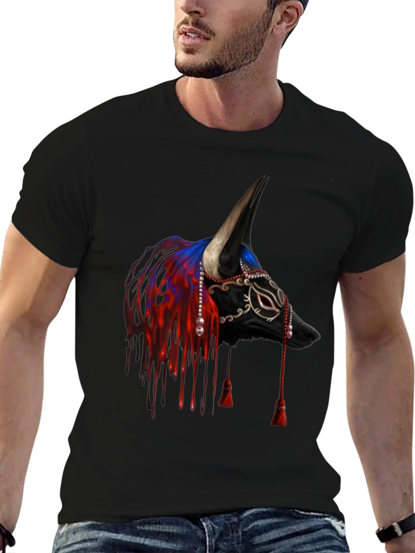 Black Bull Mask T-Shirt - Unique Graphic Tee