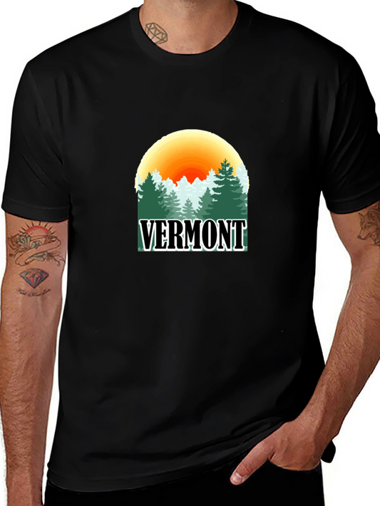 Vermont Nature Scene Graphic Tee - Unisex Black T-Shirt