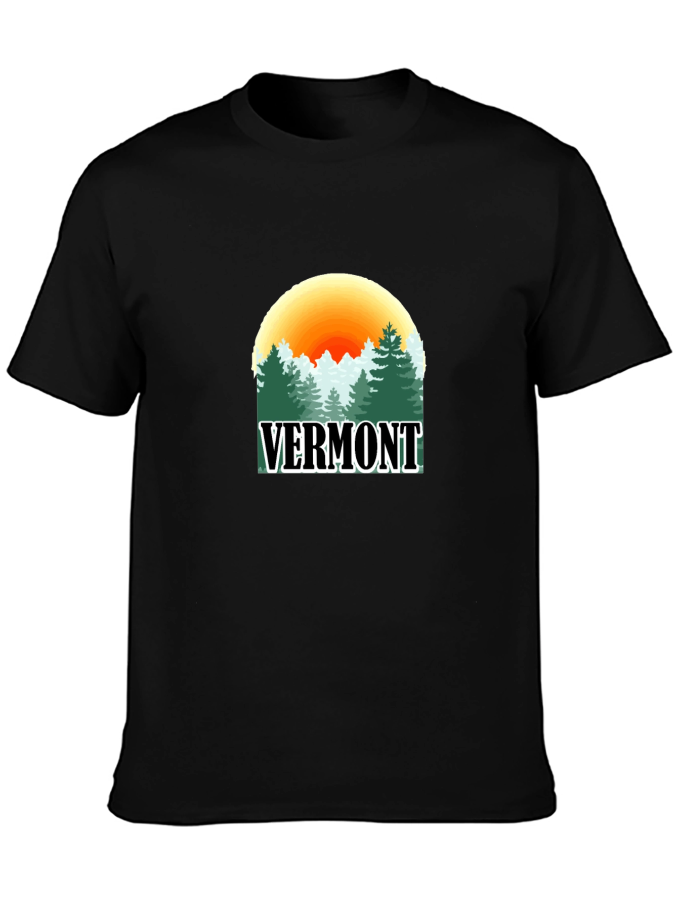 Vermont Nature Scene Graphic Tee - Unisex Black T-Shirt