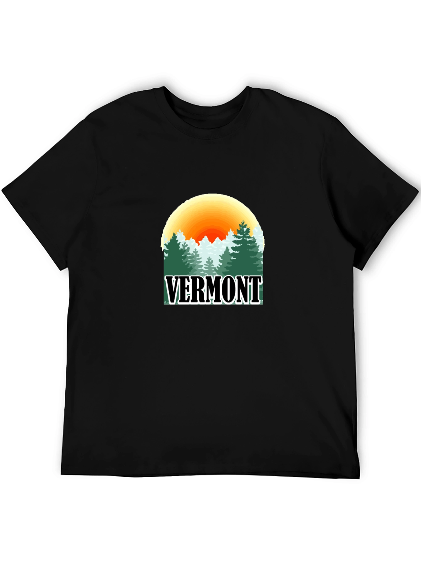 Vermont Nature Scene Graphic Tee - Unisex Black T-Shirt