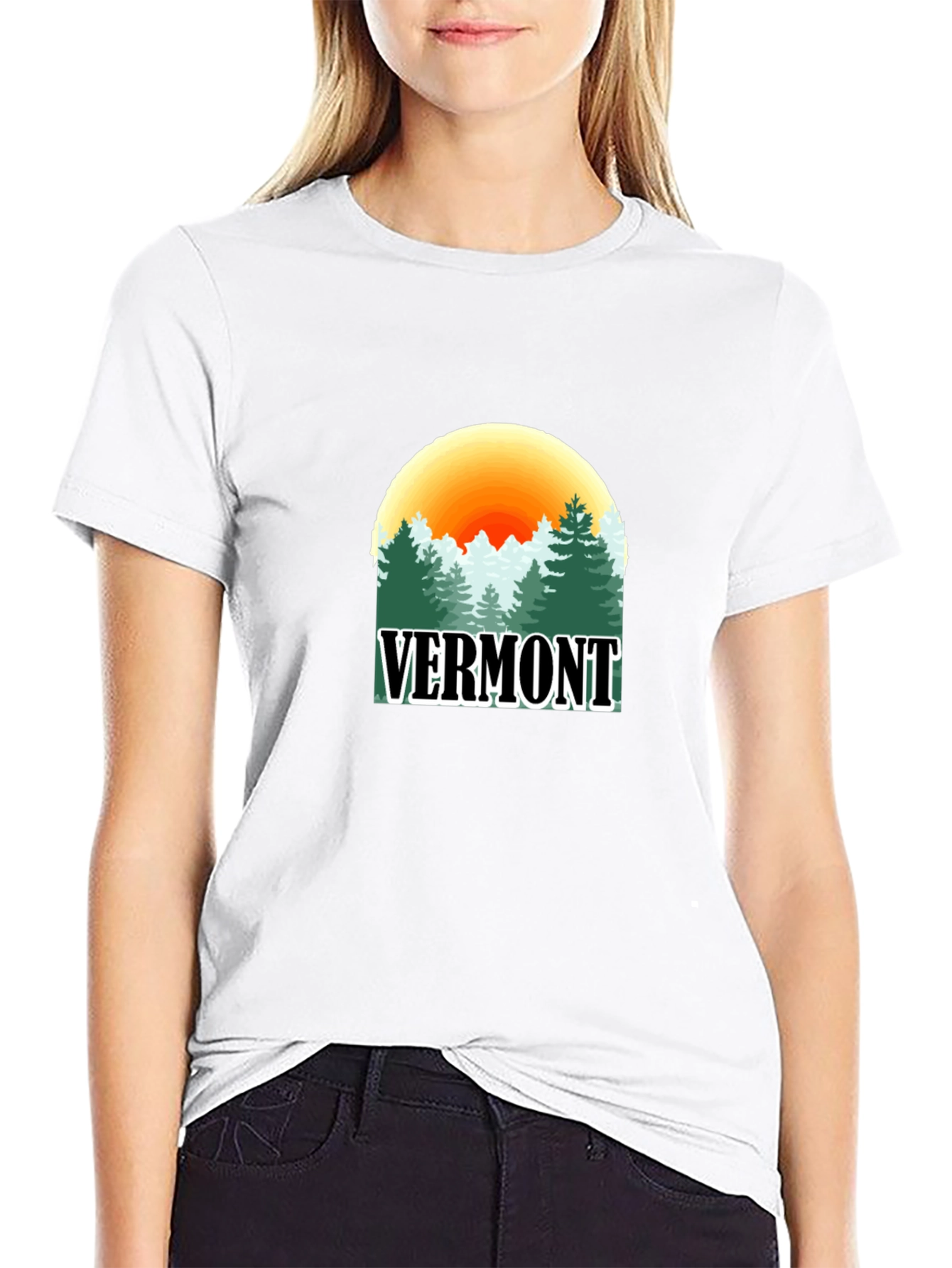 Vermont Nature Scene Graphic Tee - Unisex Black T-Shirt