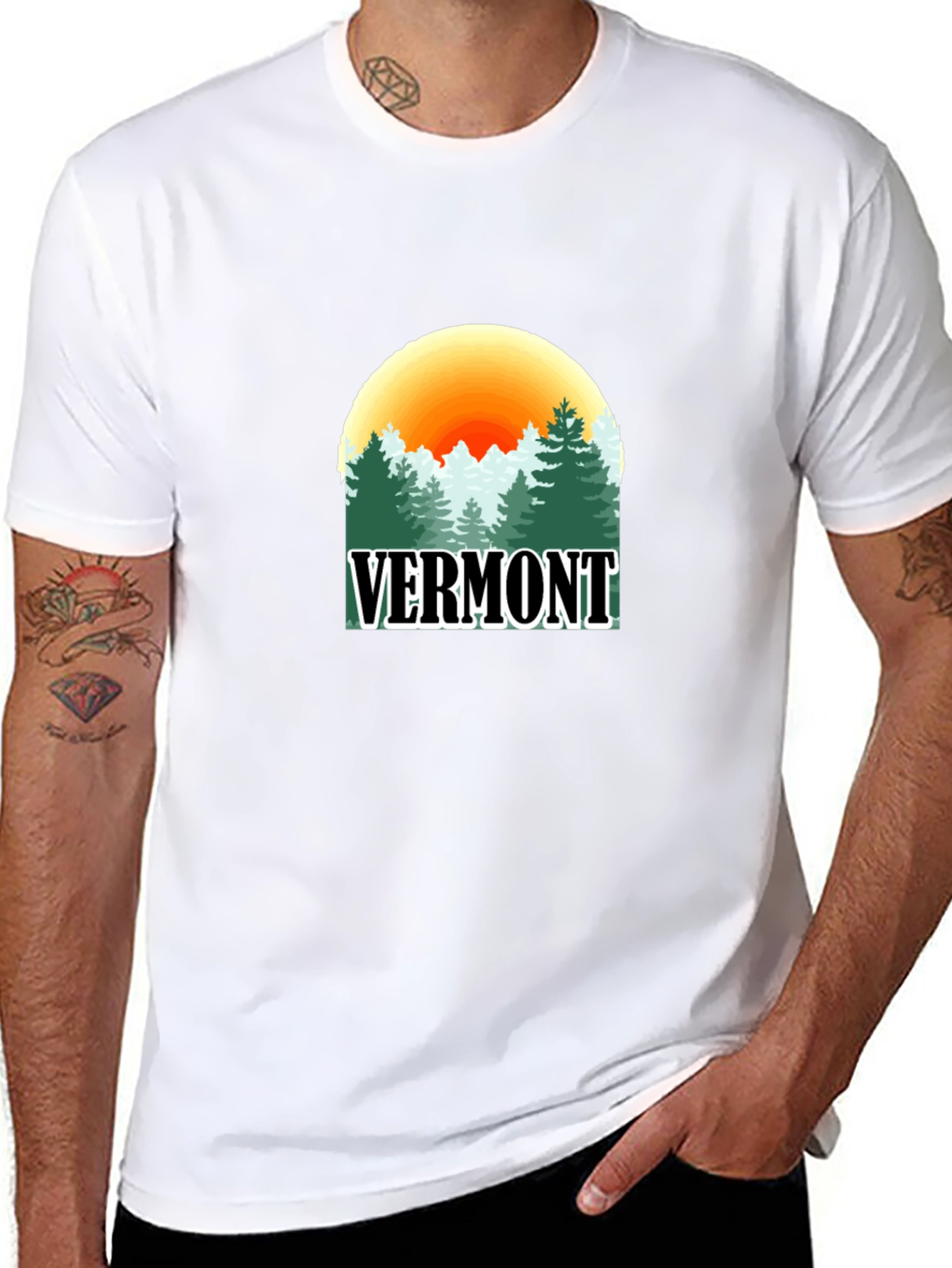 Vermont Nature Scene Graphic Tee - Unisex Black T-Shirt