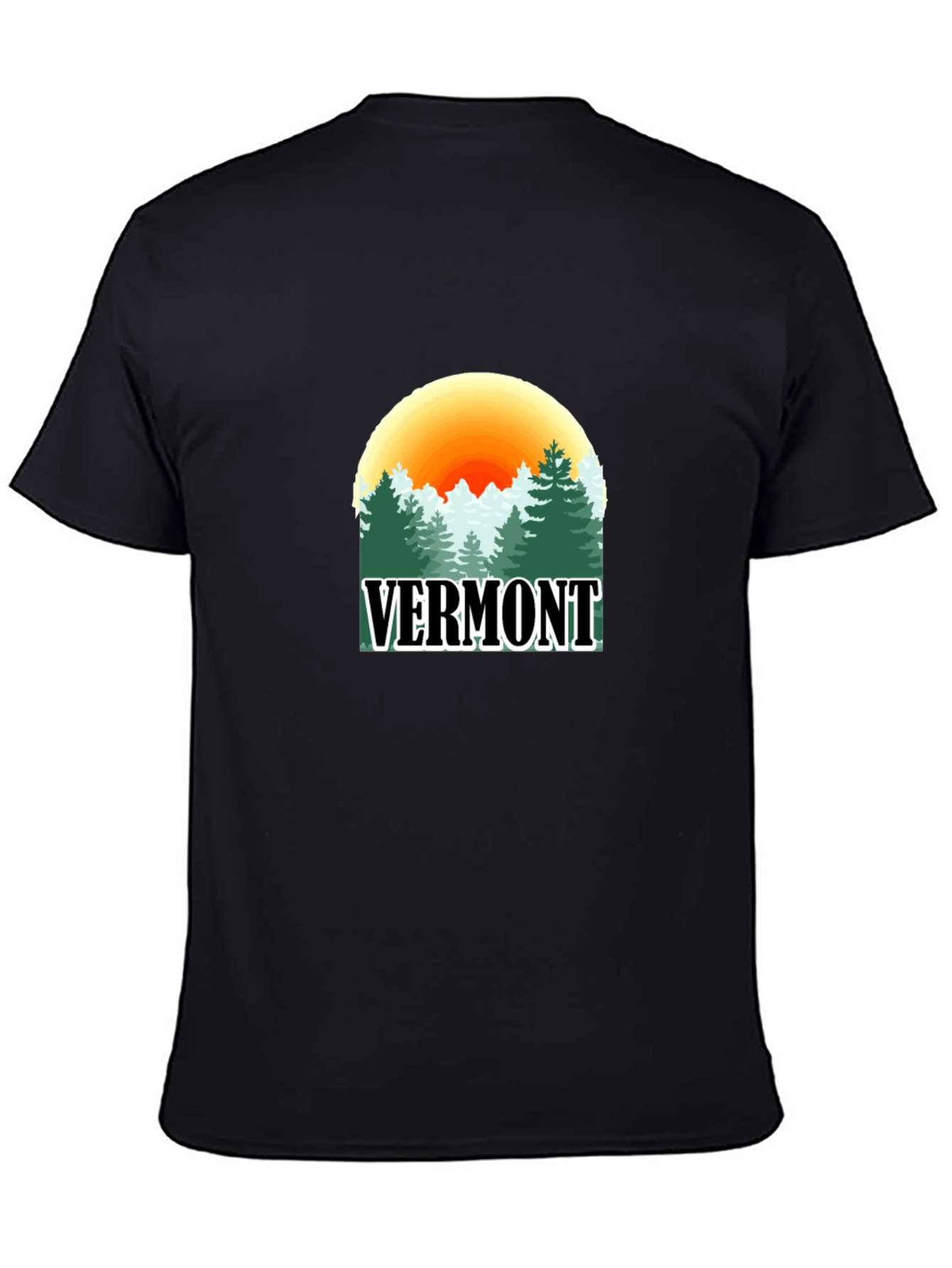 Vermont Nature Scene Graphic Tee - Unisex Black T-Shirt