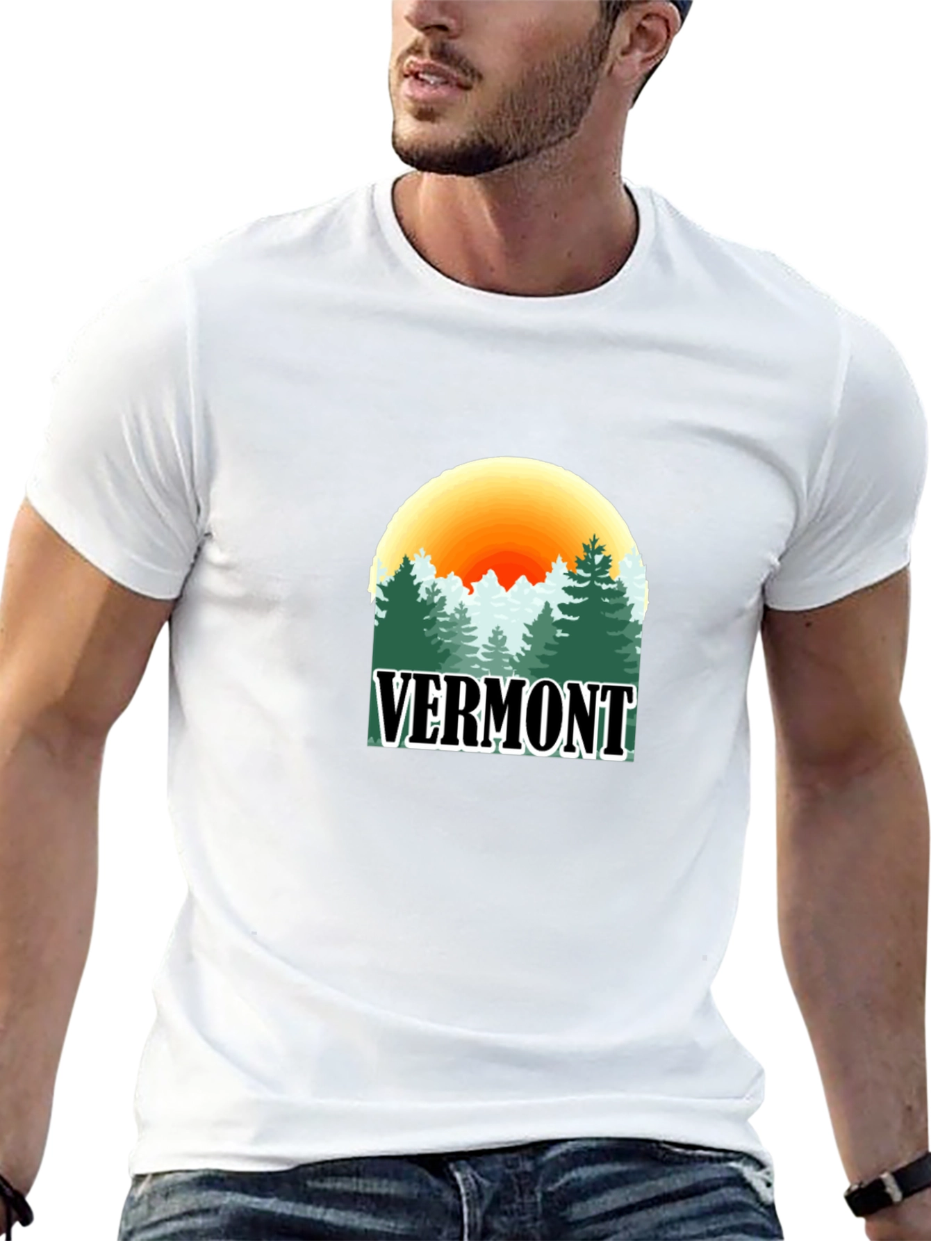 Vermont Nature Scene Graphic Tee - Unisex Black T-Shirt