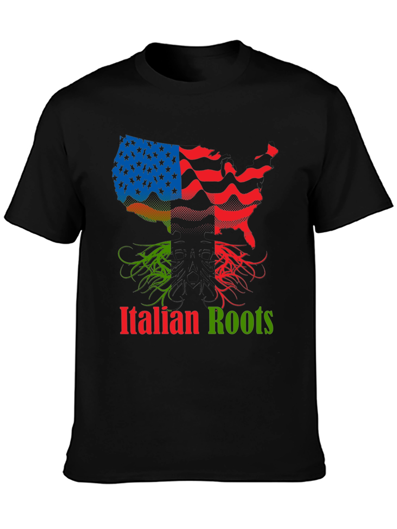 Italian Roots USA Flag Graphic T-Shirt