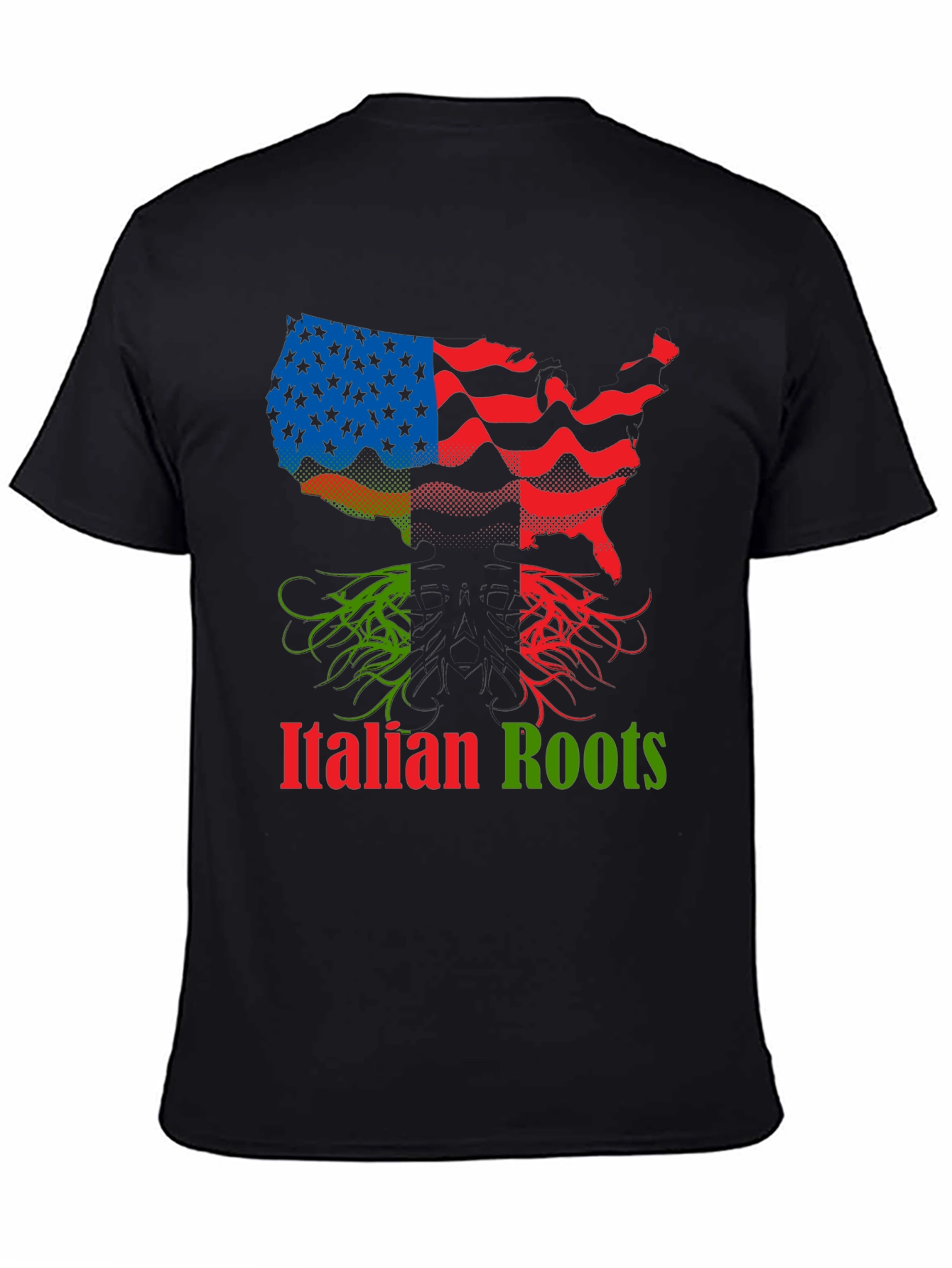 Italian Roots USA Flag Graphic T-Shirt