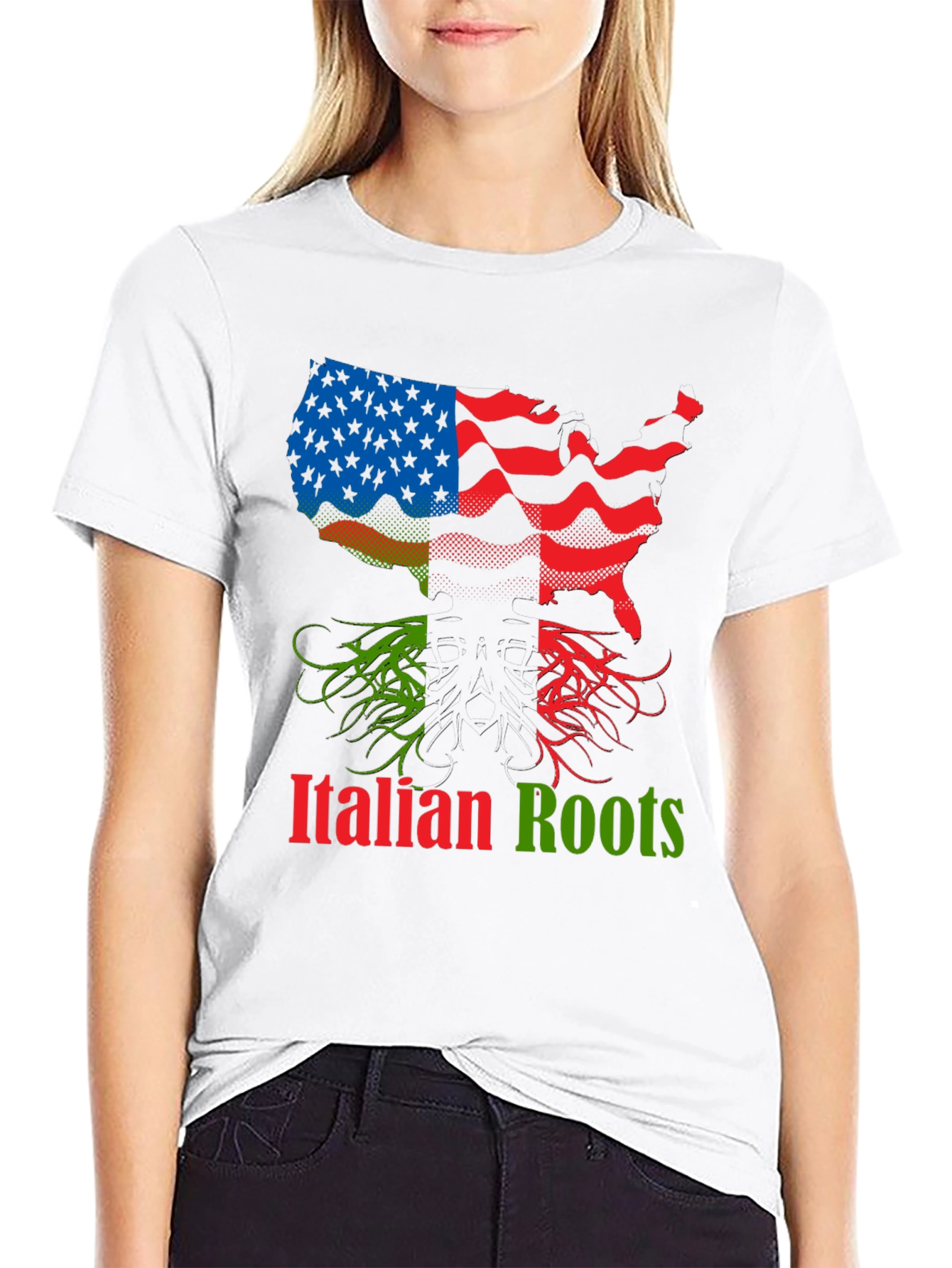 Italian Roots USA Flag Graphic T-Shirt