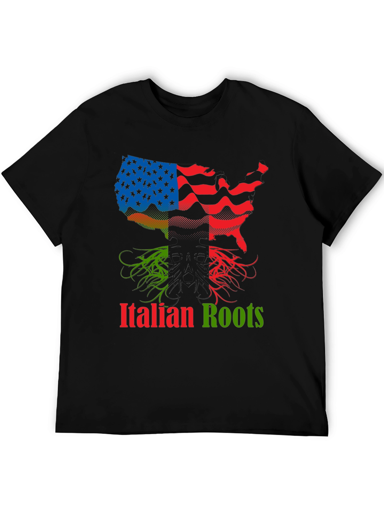 Italian Roots USA Flag Graphic T-Shirt