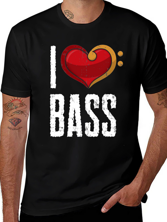 I Love Bass T-Shirt - Music Heart Tee