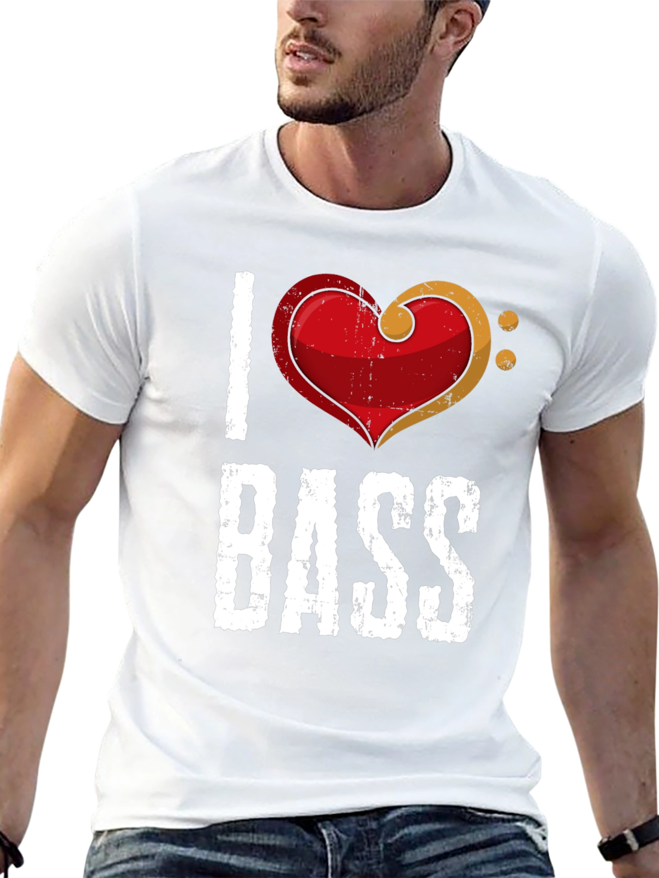 I Love Bass T-Shirt - Music Heart Tee