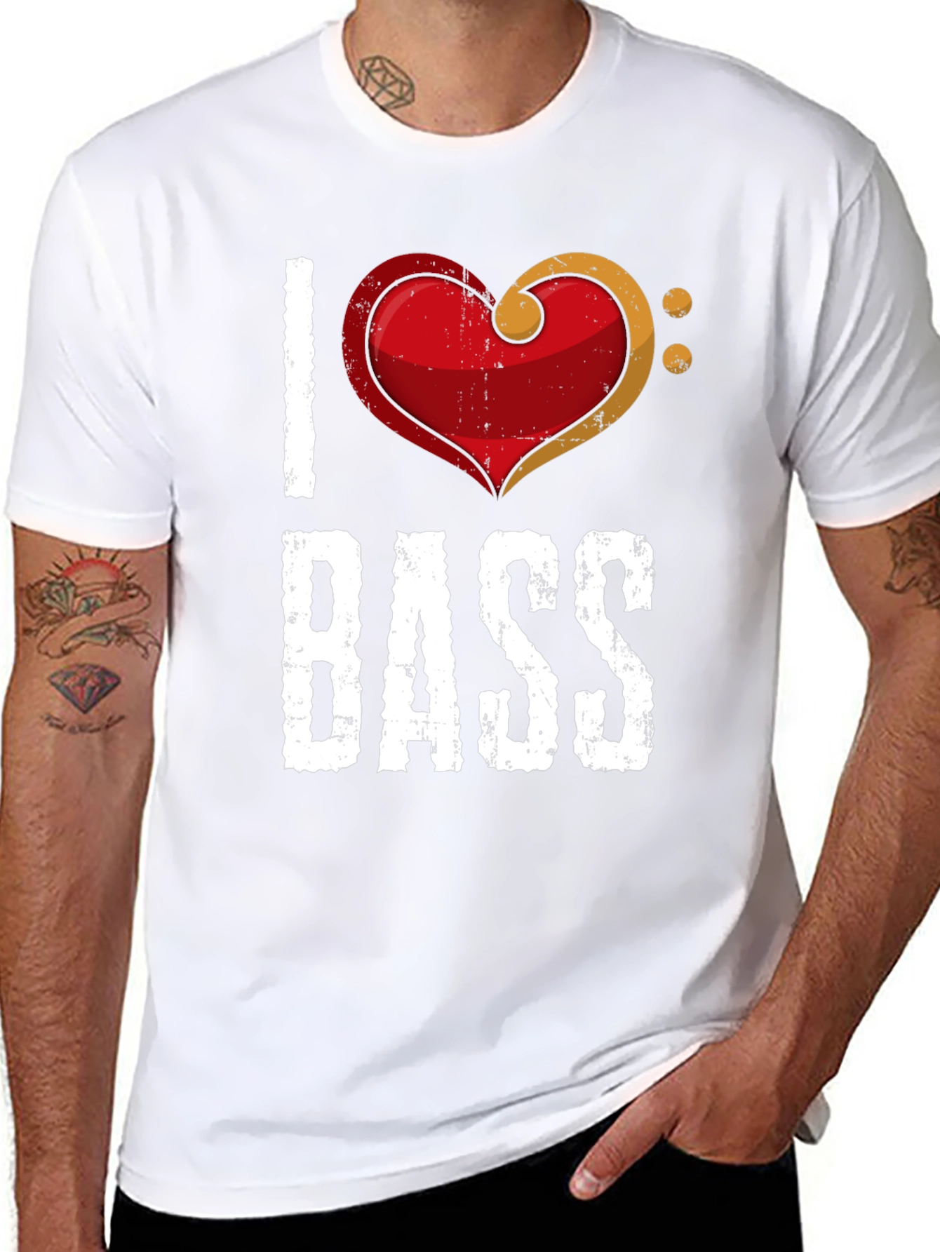 I Love Bass T-Shirt - Music Heart Tee