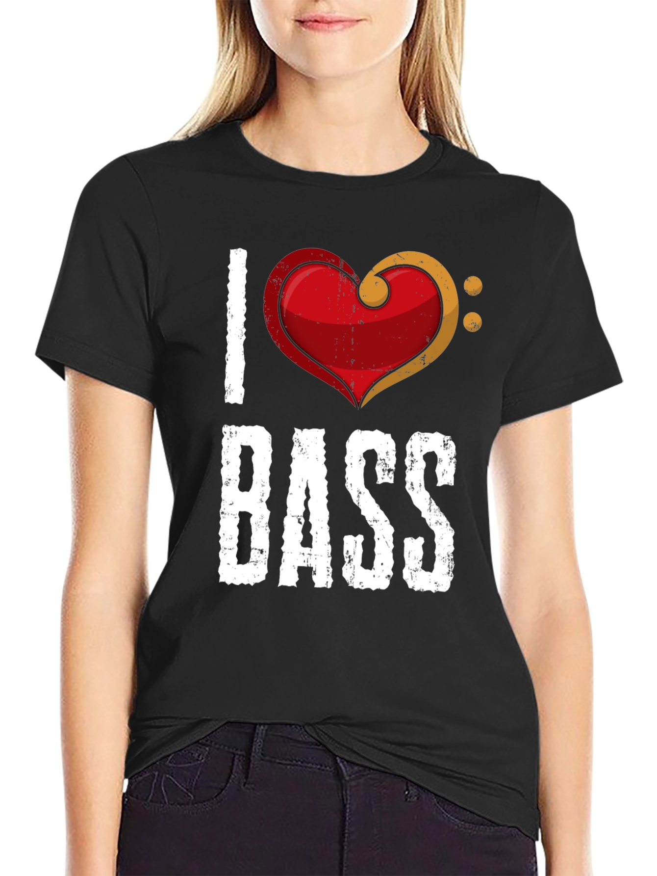 I Love Bass T-Shirt - Music Heart Tee