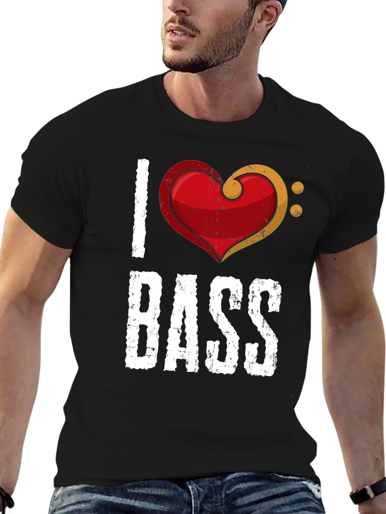 I Love Bass T-Shirt - Music Heart Tee