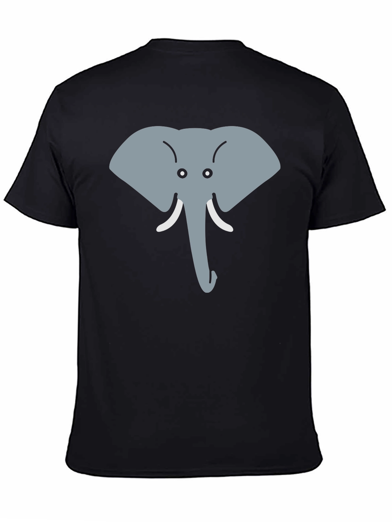 Cartoon Elephant Graphic Tee - Black Cotton Casual Top