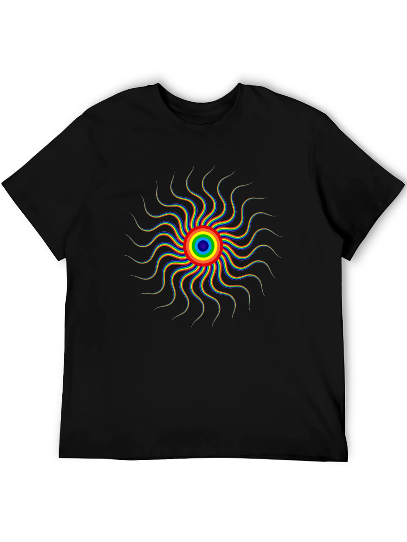 Rainbow Sunburst Graphic Black T-Shirt