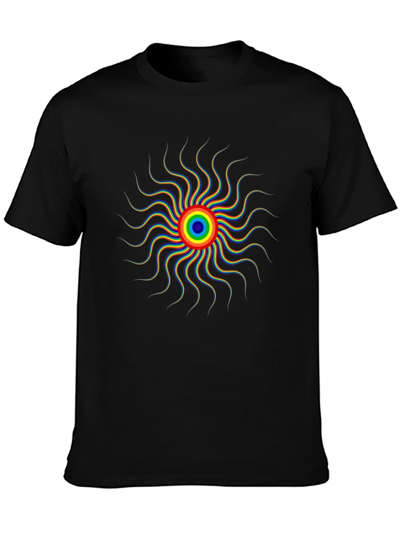 Rainbow Sunburst Graphic Black T-Shirt