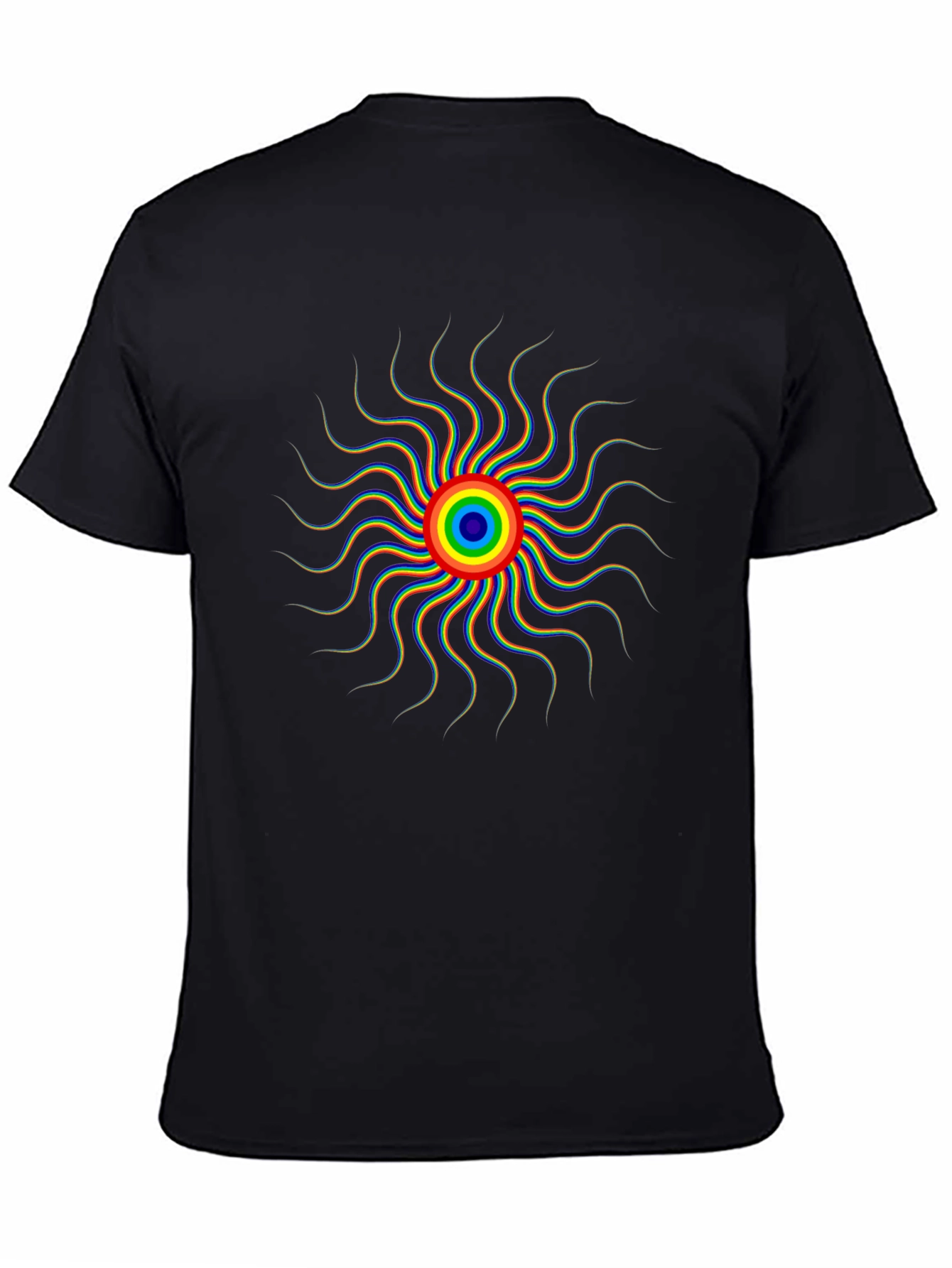 Rainbow Sunburst Graphic Black T-Shirt