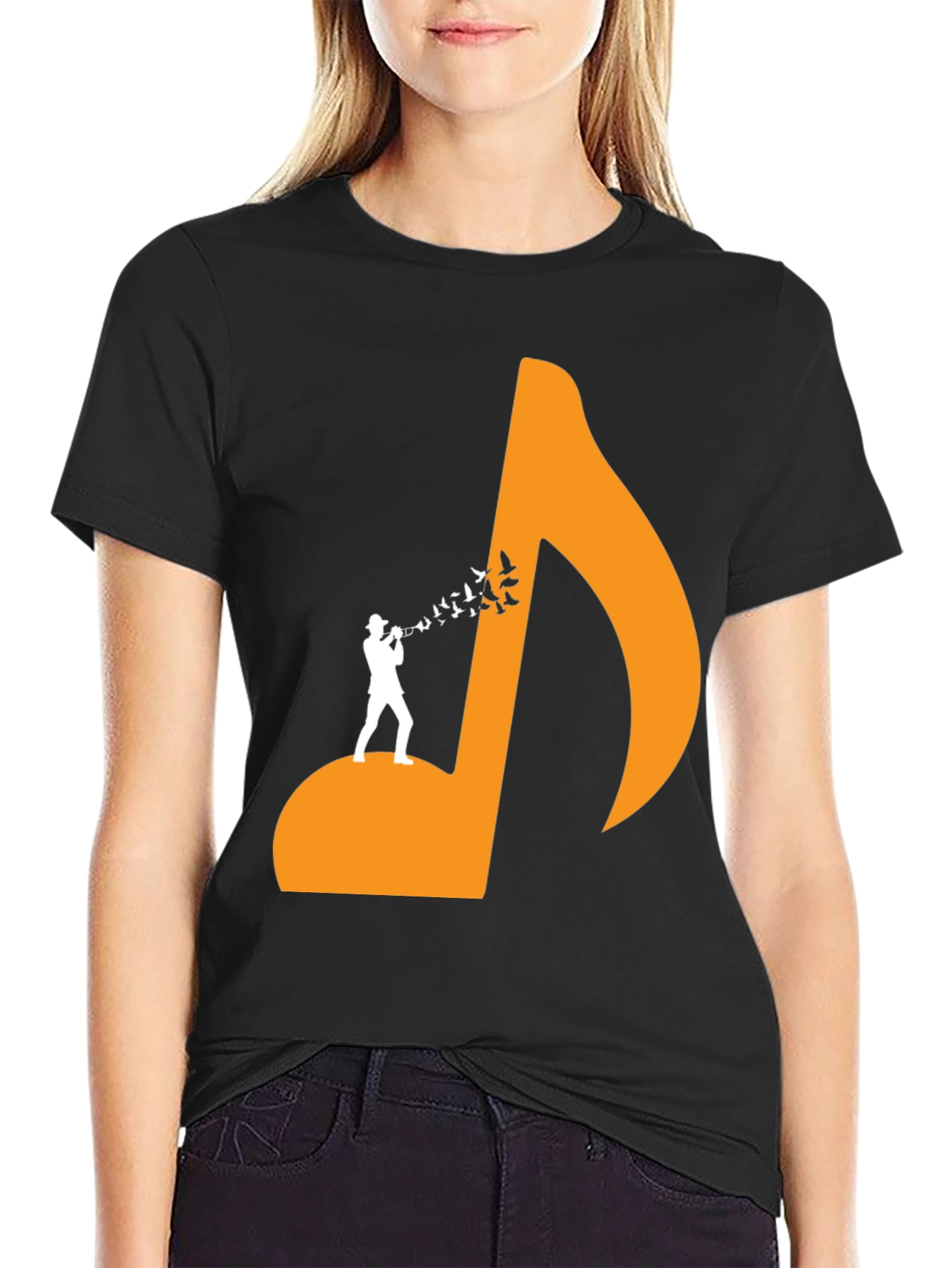 Musical Man Black Tee - Bird Song Design