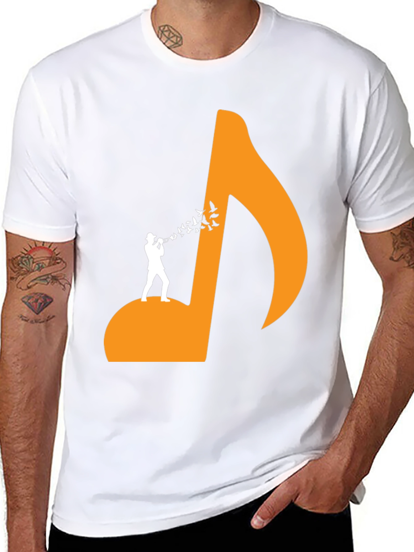 Musical Man Black Tee - Bird Song Design