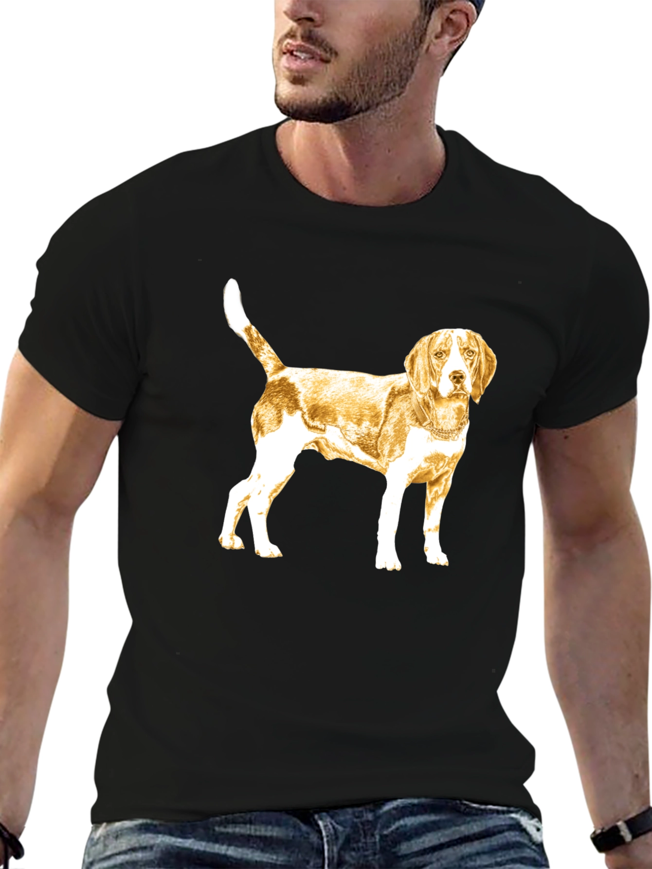 Beagle Dog Graphic Tee - Black Cotton T-Shirt