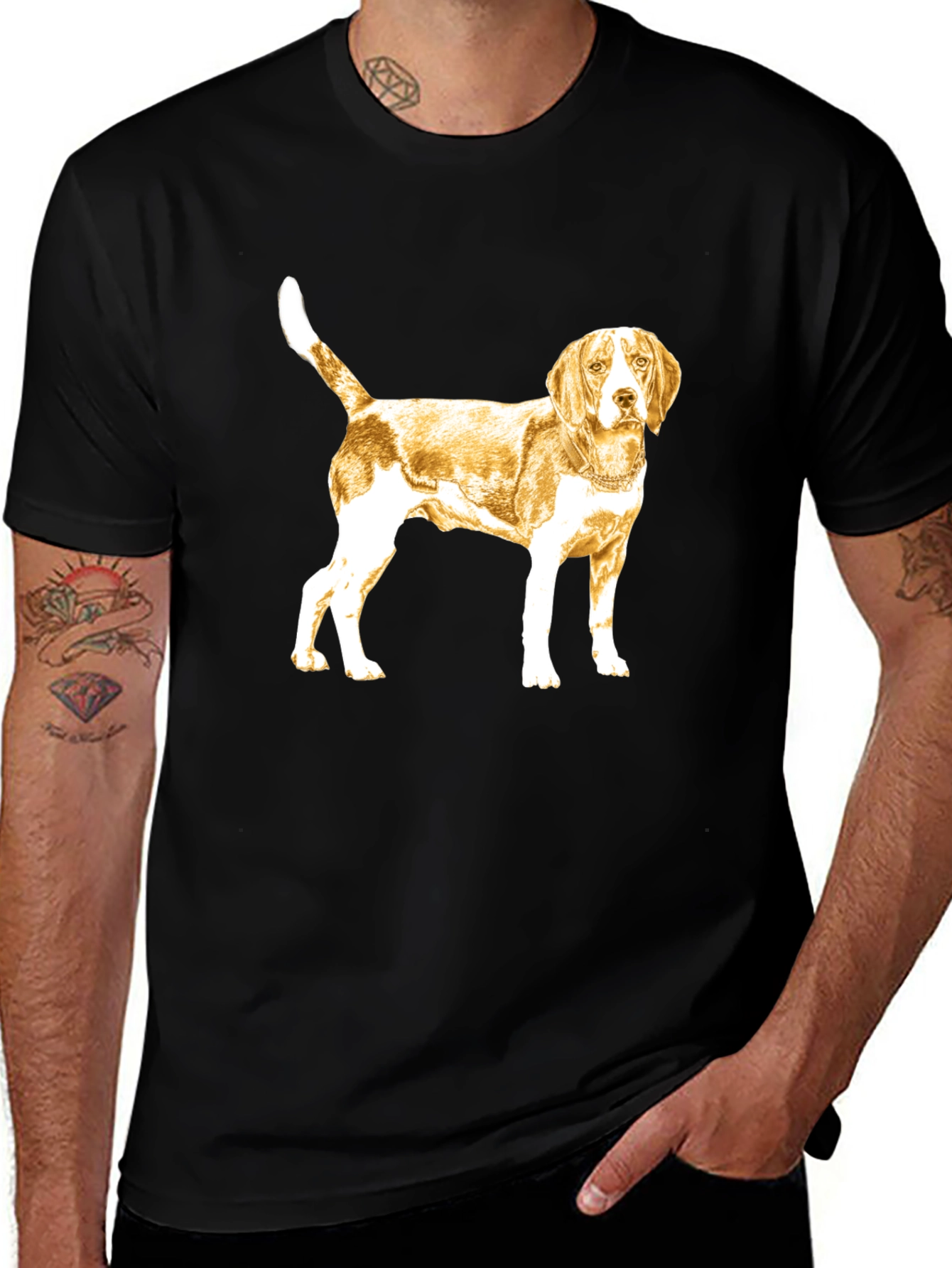 Beagle Dog Graphic Tee - Black Cotton T-Shirt
