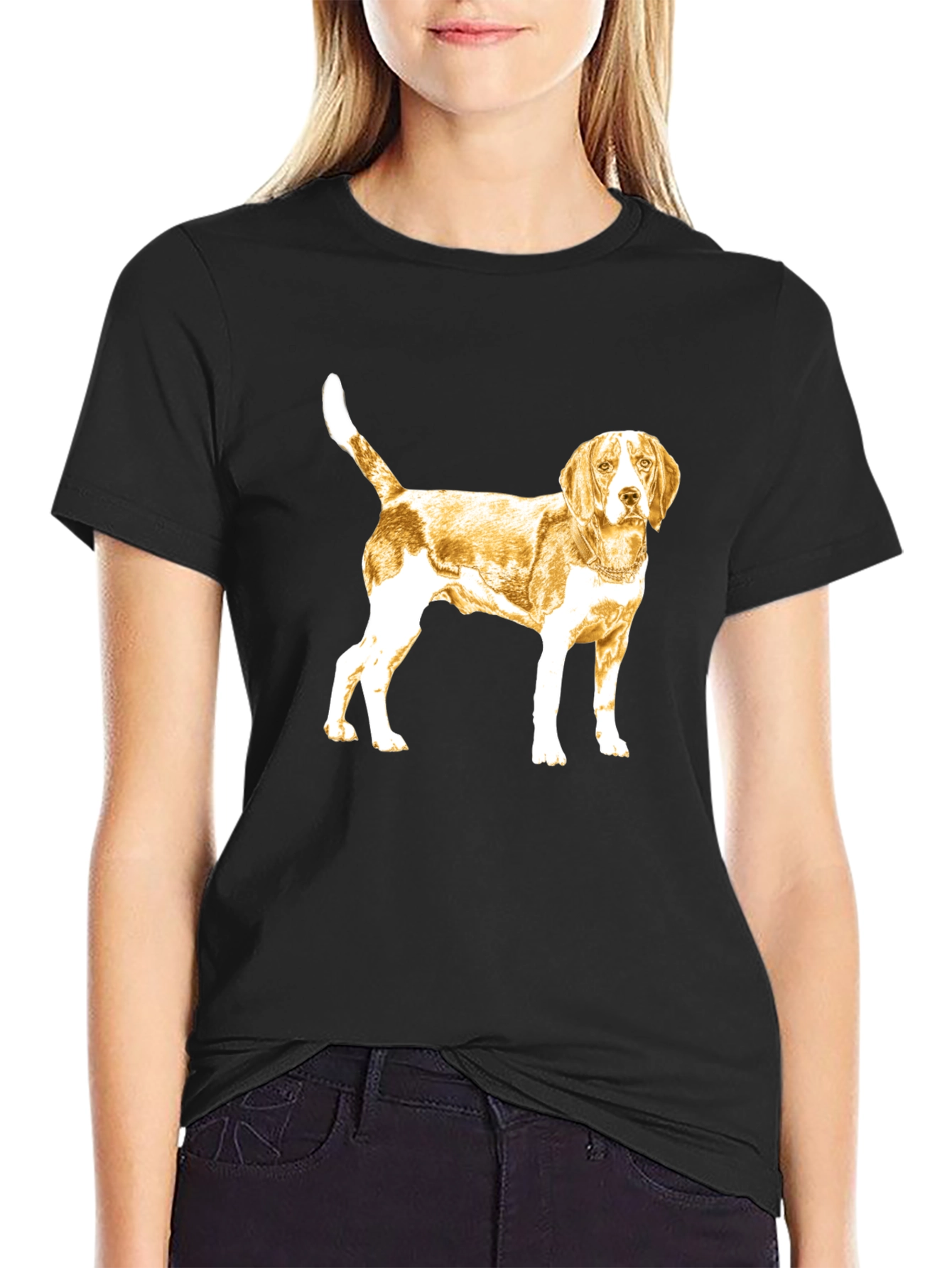Beagle Dog Graphic Tee - Black Cotton T-Shirt